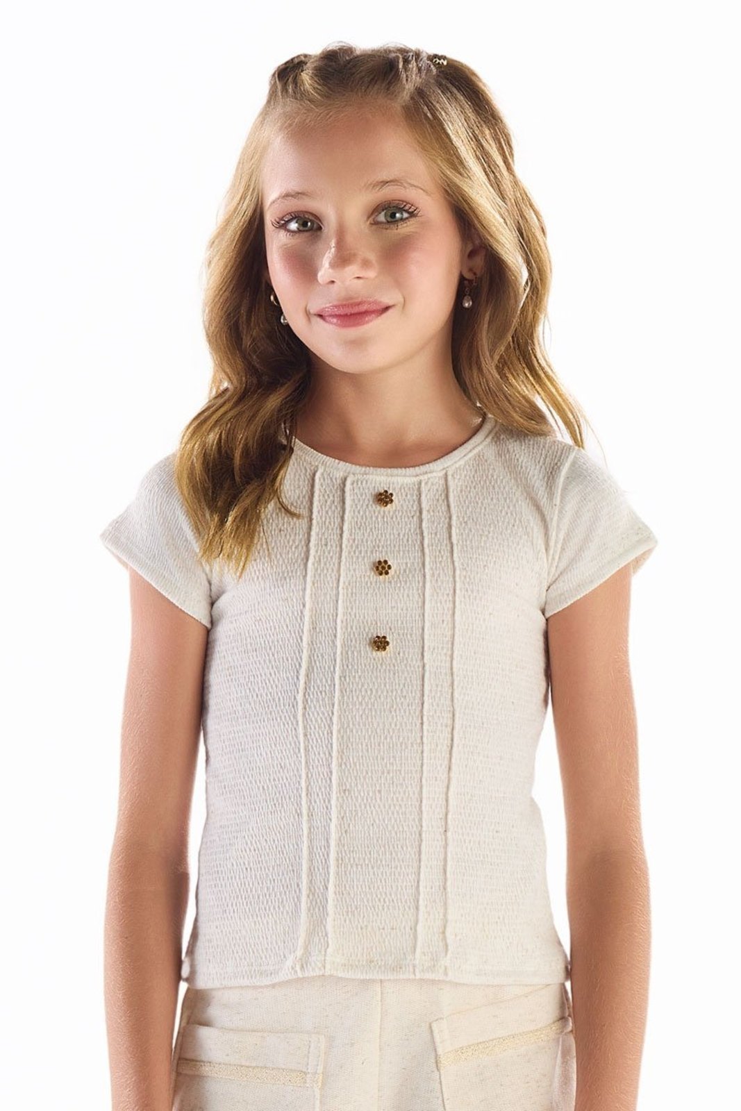 Infantil - Blusa Off em Malha com Textura