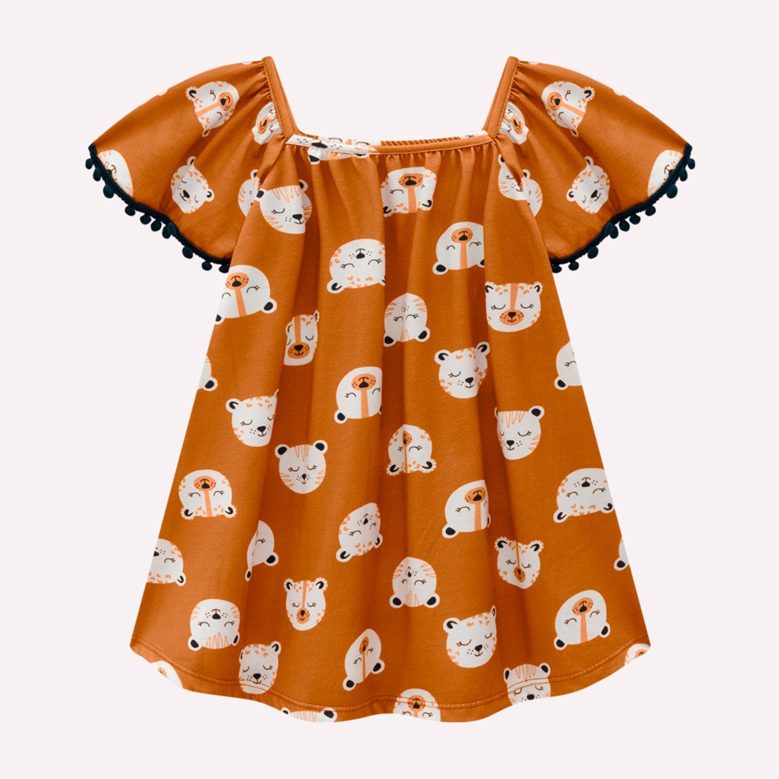 Infantil – Vestido Menina com Fita de Pompom Kyly