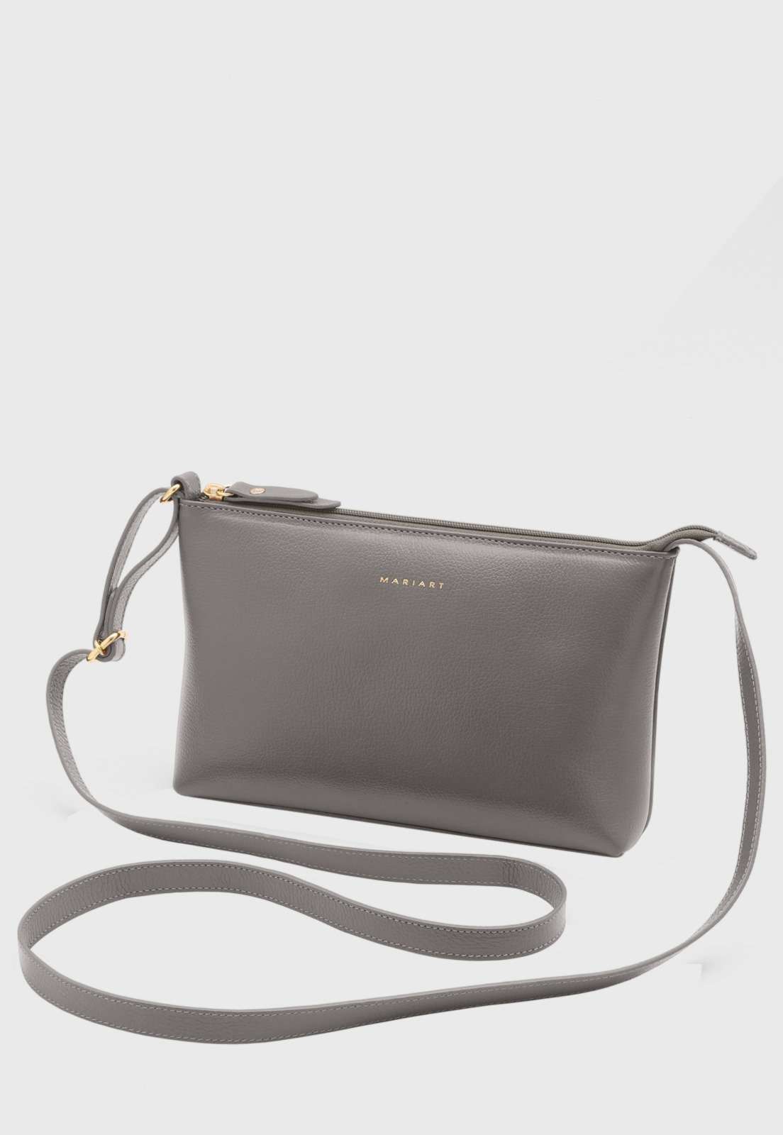 Bolsa Transversal Couro Mariart Salsa Cinza