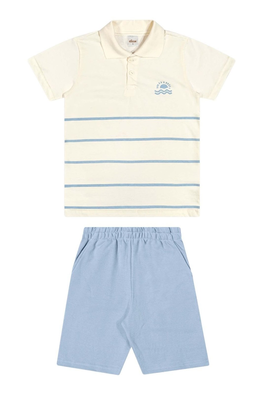 Vista 2 Infantil - Conjunto Menino Polo Listrado Elian azul Elian azul