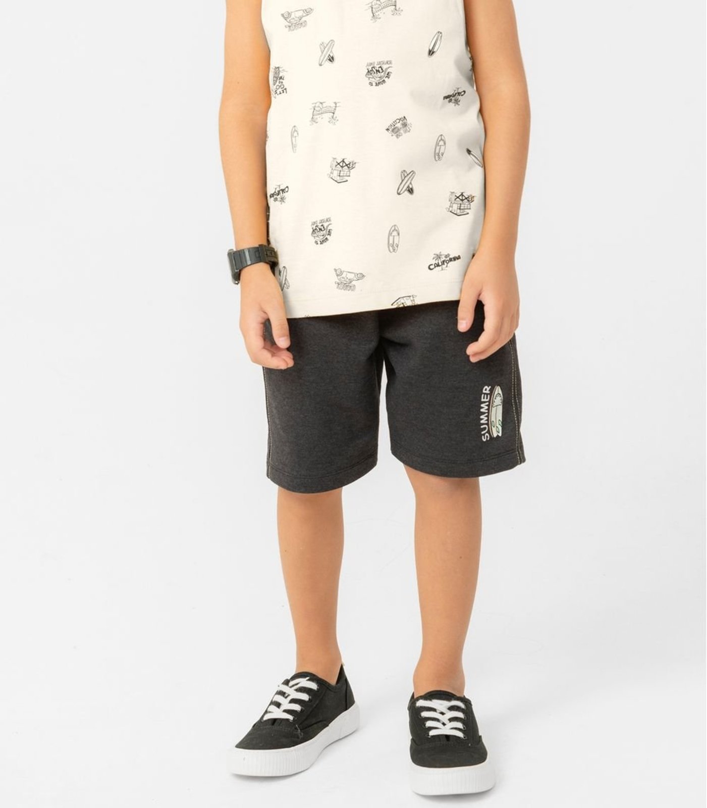 Infantil - Bermuda Menino Com Estampa Rovi Preto