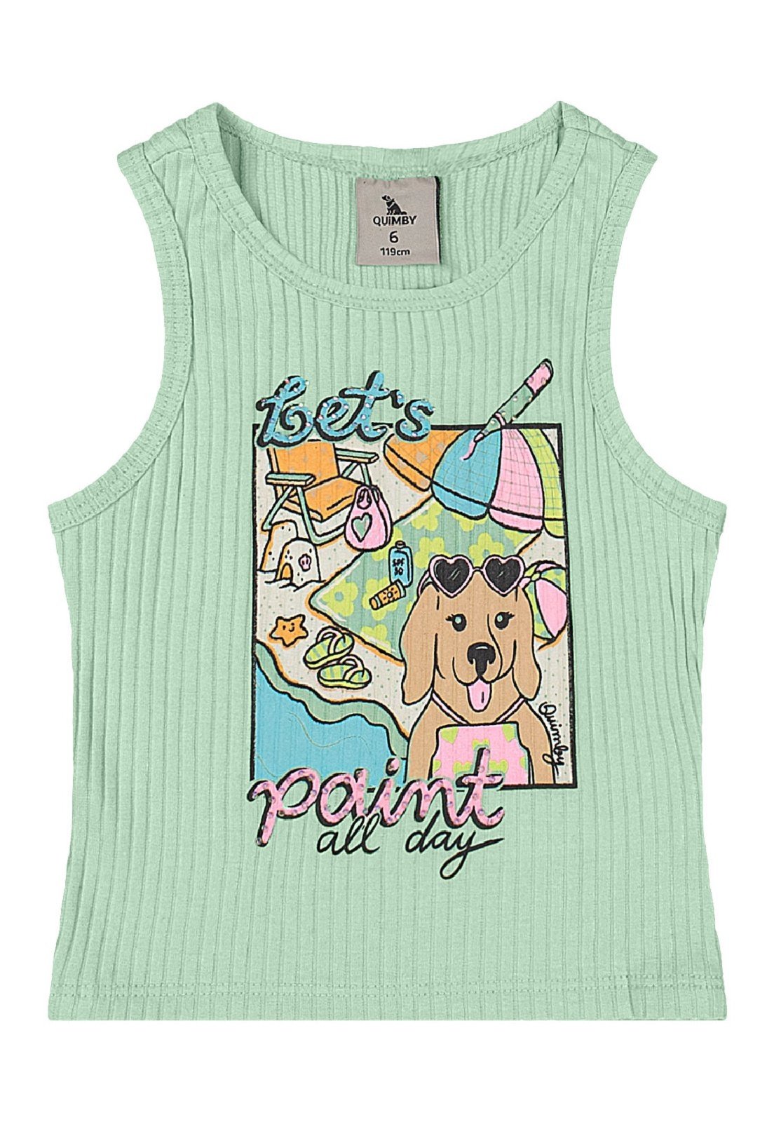 Vista 3 Infantil - Regata Ribana Canelada Strass Quimby branco Quimby branco