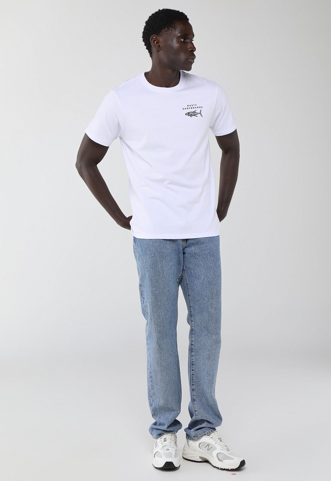 Vista 3 Camiseta Masculina Rusty Silk 419Fish Branca branco Rusty branco