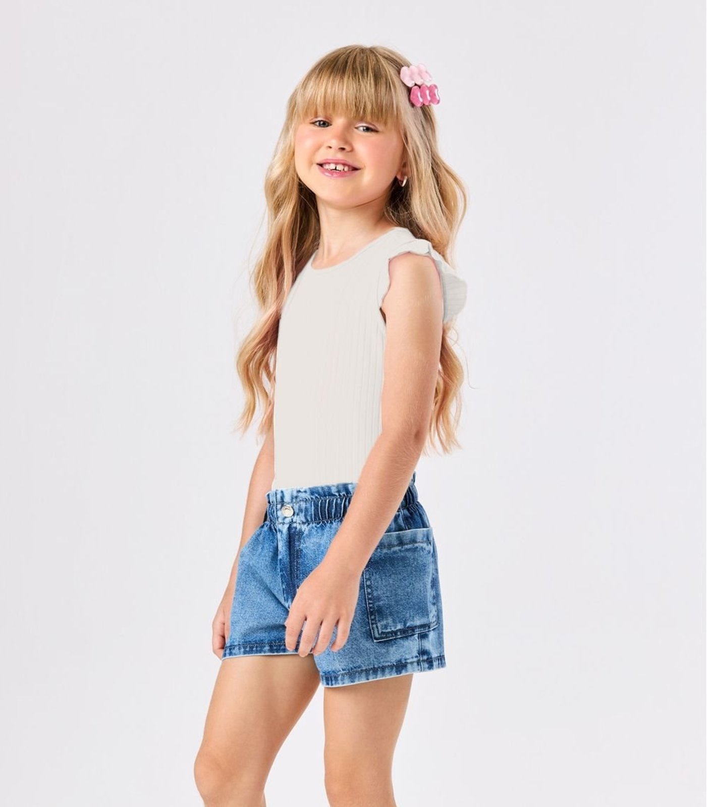 Infantil - Blusa Feminina Tecido Plissado Trick Nick Bege