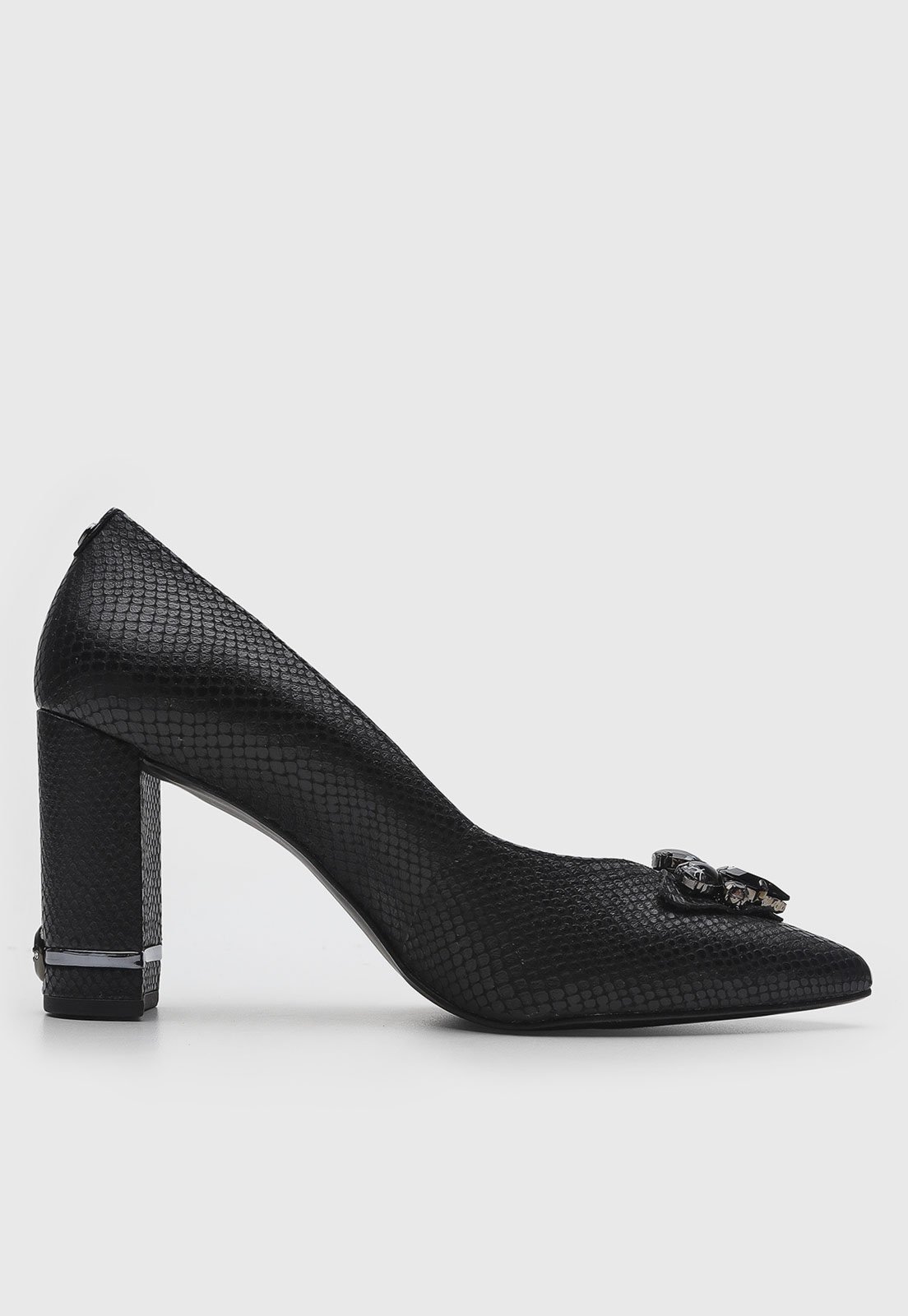 Vista 3 Scarpin Feminino Jorge Bischoff Texturizado Pedraria preto Jorge Bischoff preto