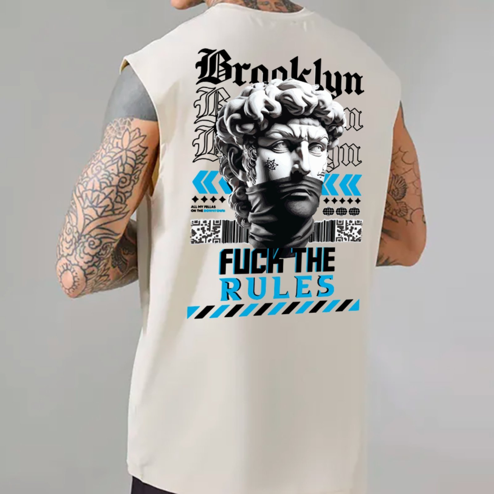 Camiseta Regata Machão Ousy Brooklyn Oversized Masculina Branco