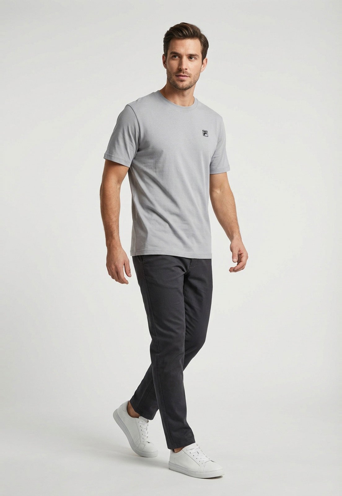 Vista 3 Camiseta Masculina Fila Comfort Classic cinza Fila cinza