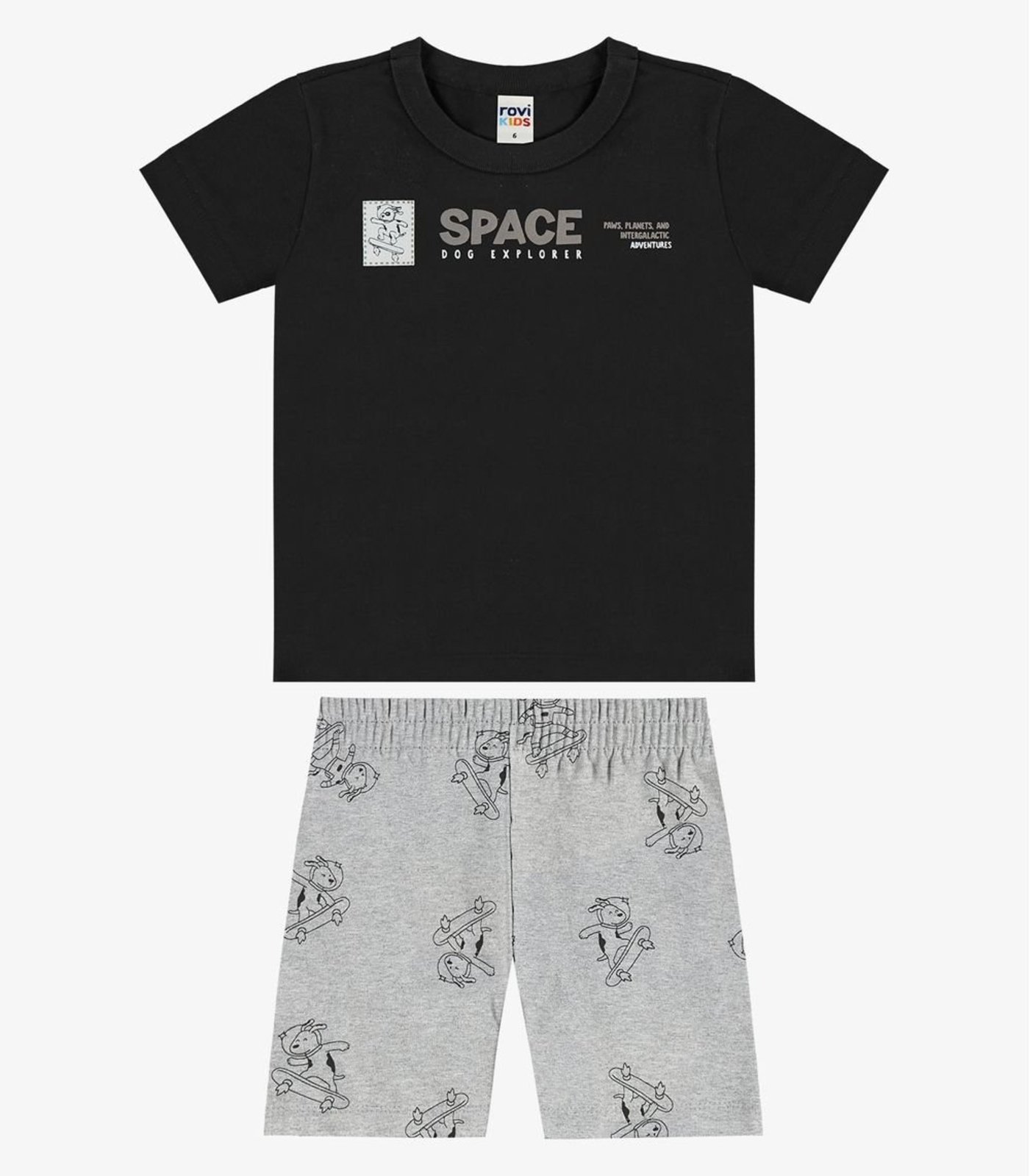 Infantil - Conjunto Camiseta Com Bermuda Rovi Preto
