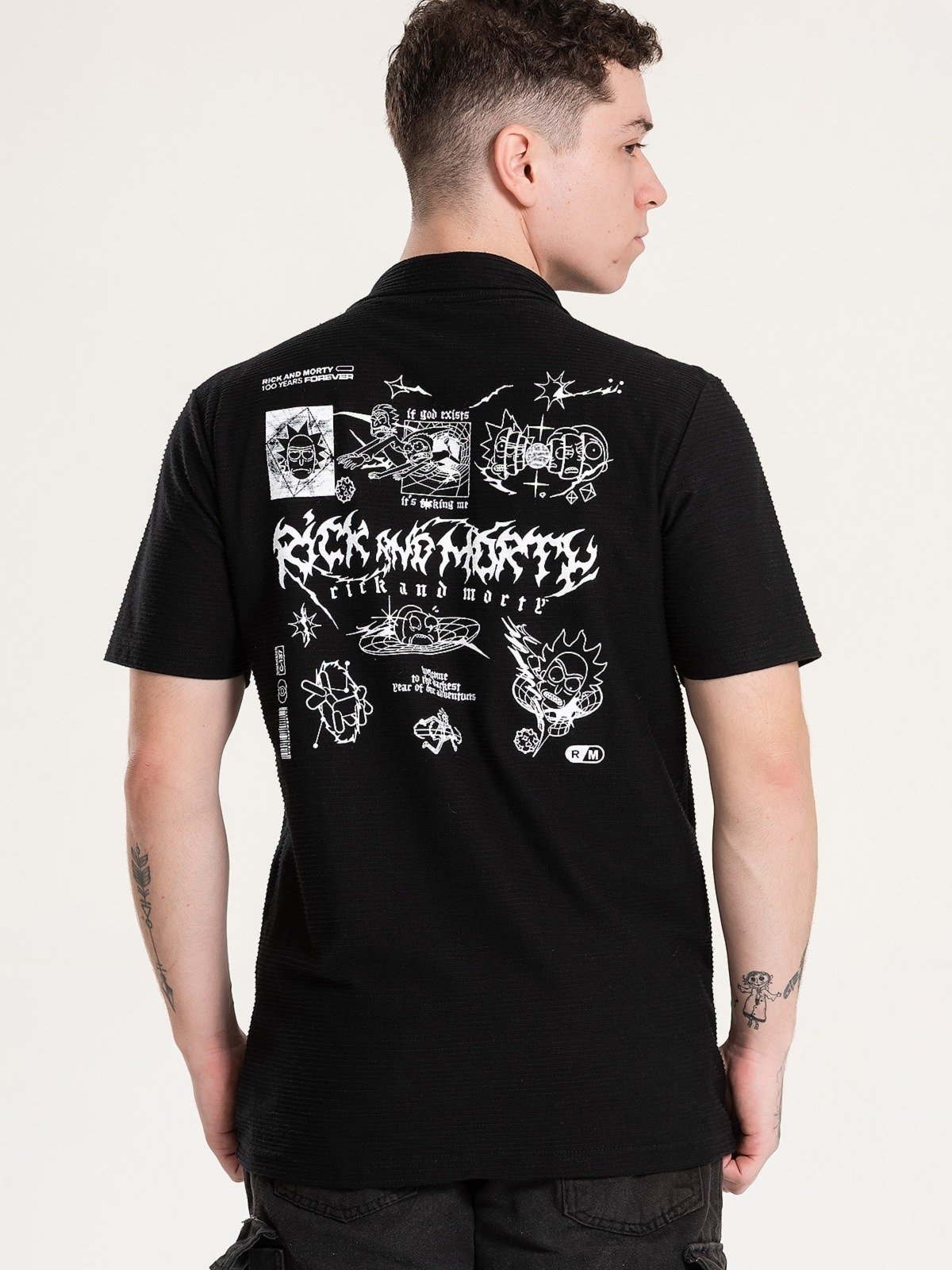 Vista 3 Infantil - Camisa Platinum Adulto Através Do Tempo E Espaço Preta preto preto
