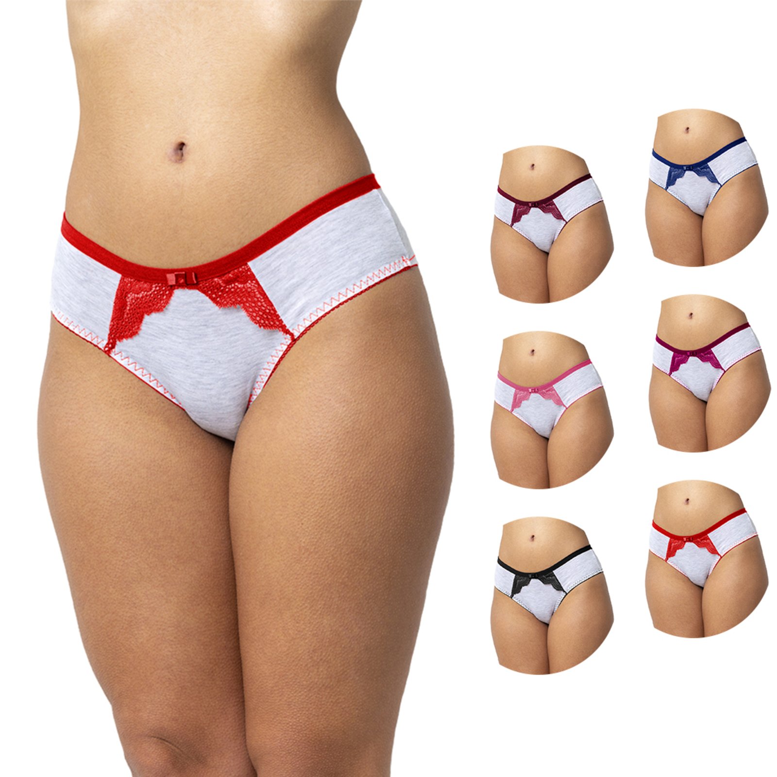 Kit 5 Calcinhas Tetê Variedades Em Algodão Modelagem Perfeita Detalhes em Renda