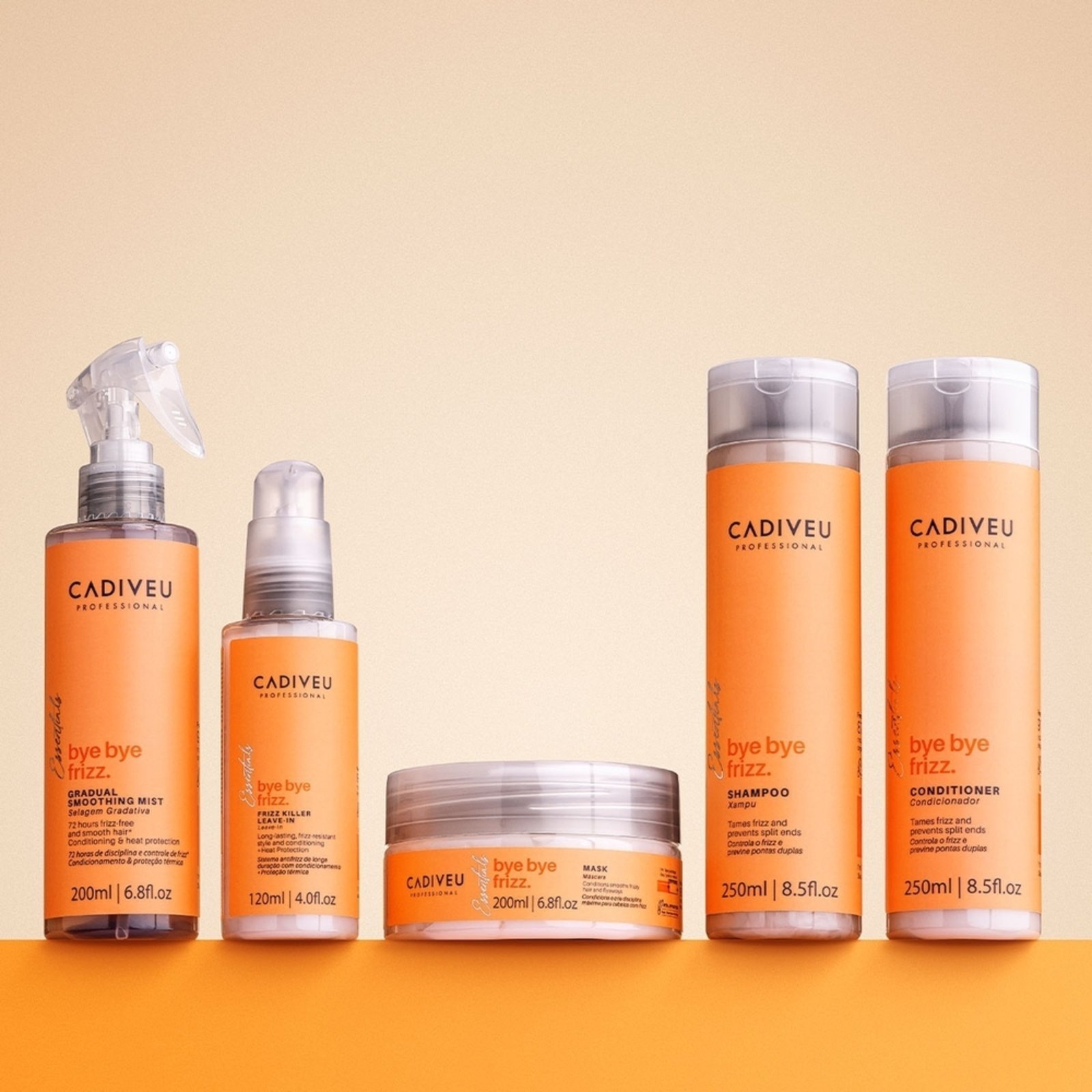 Vista 3 Kit Cadiveu Professional Bye Bye Frizz Shampoo Leave-in e Açaí Oil 110 (3 produtos) multicolorido Cadiveu Professional multicolorido