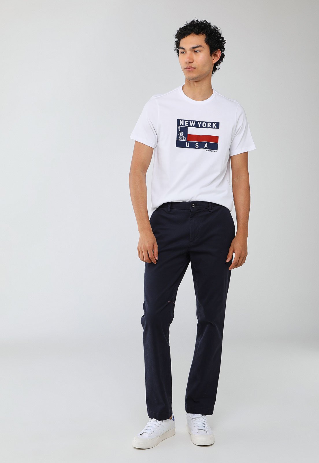 Vista 3 Camiseta Masculina Aeropostale Estampa Nova York Branca branco Aeropostale branco