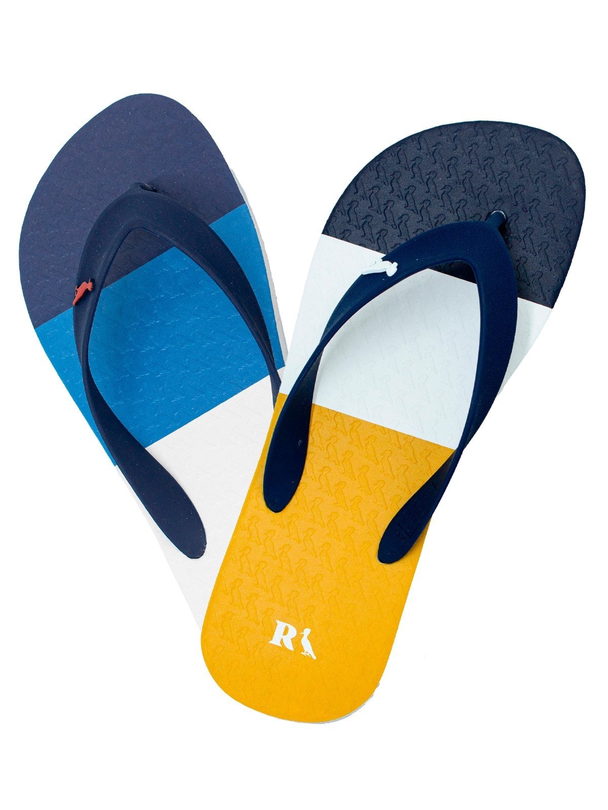 Kit 2 Chinelos Reserva Go Trancoso Casual Borracha Confortável Branco Azul+Branco Dourado