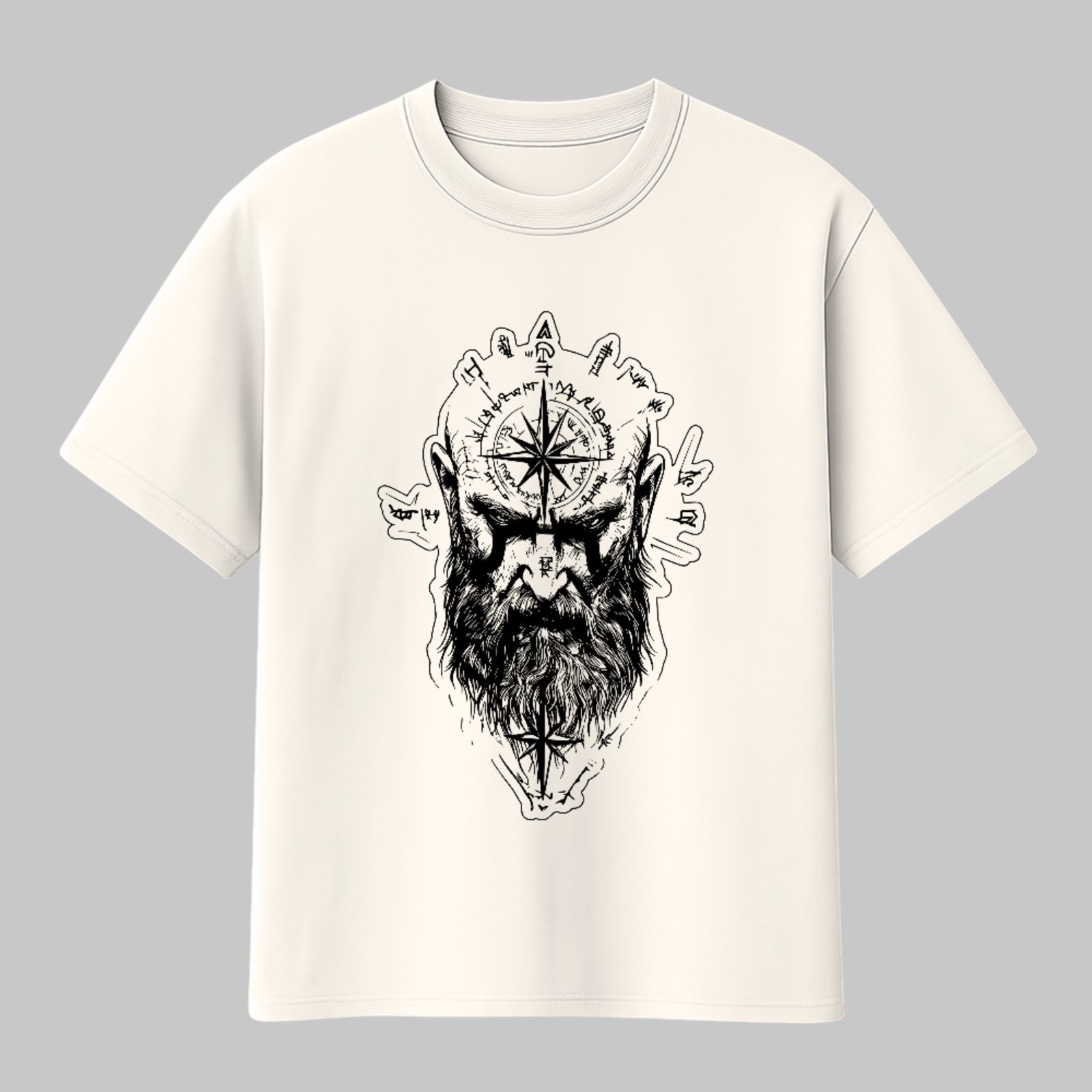Camiseta Básica Kratos Guerreiro Spartano Mitologia Grega Unissex Off White