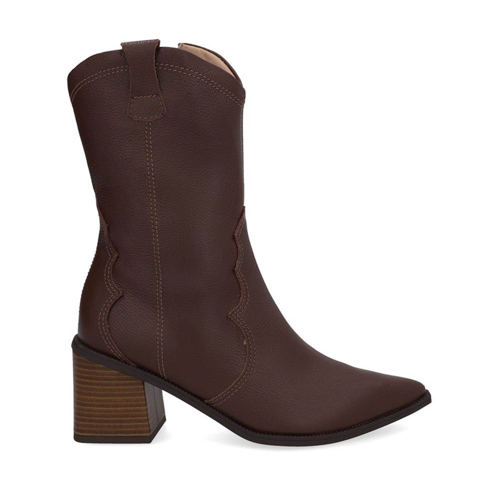 Bota Marrom Pinhão Couro Bico Fino Western