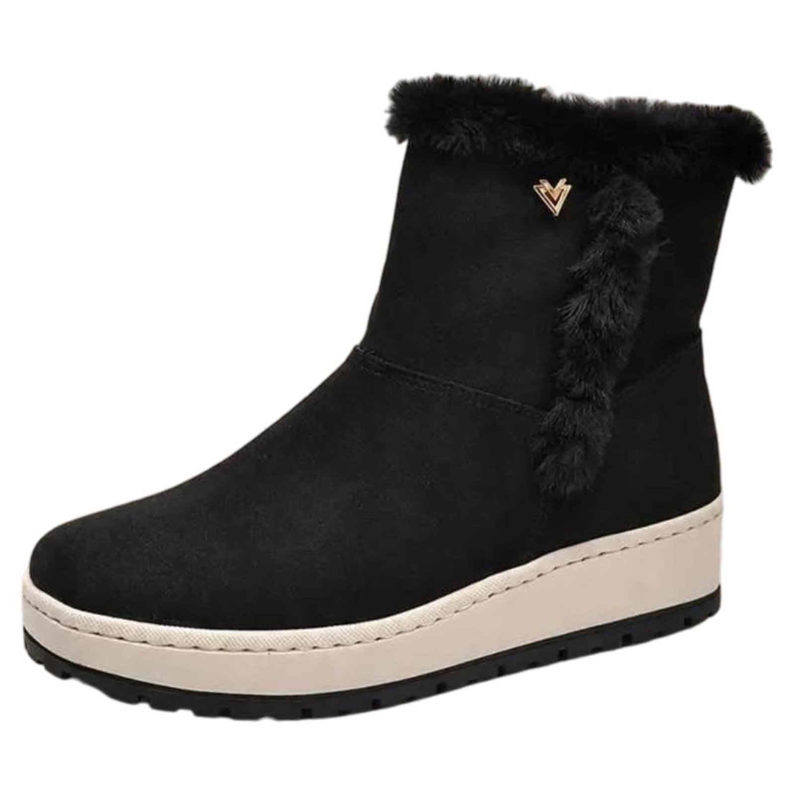 Bota Feminina Cano Baixo Peluciada Elegante Macia Via Marte