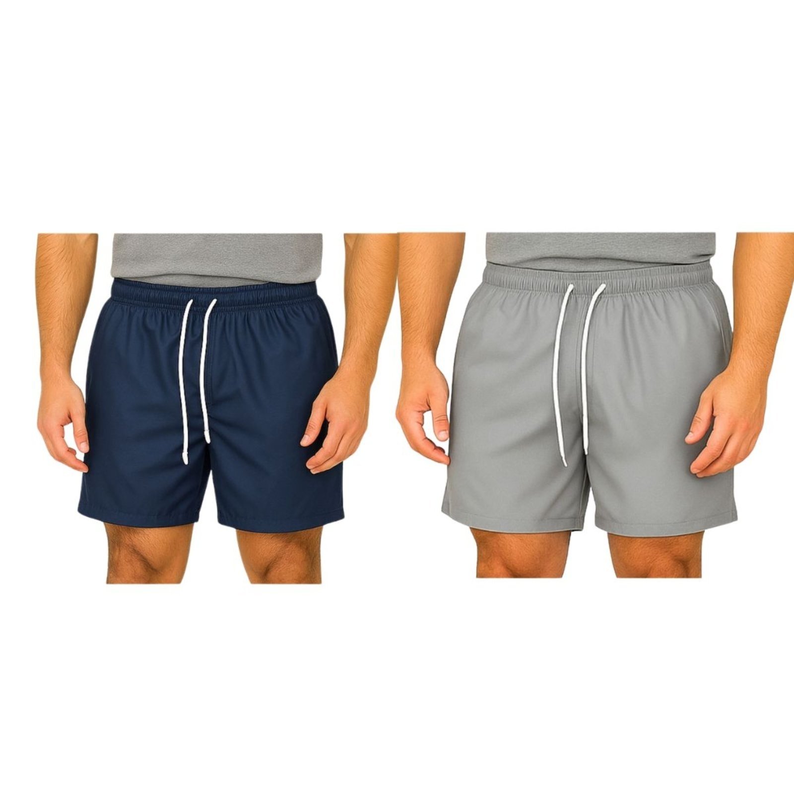 Kit 2 Bermudas Tactel Masculina FMF Esportiva Academia Praia Casual Cinza