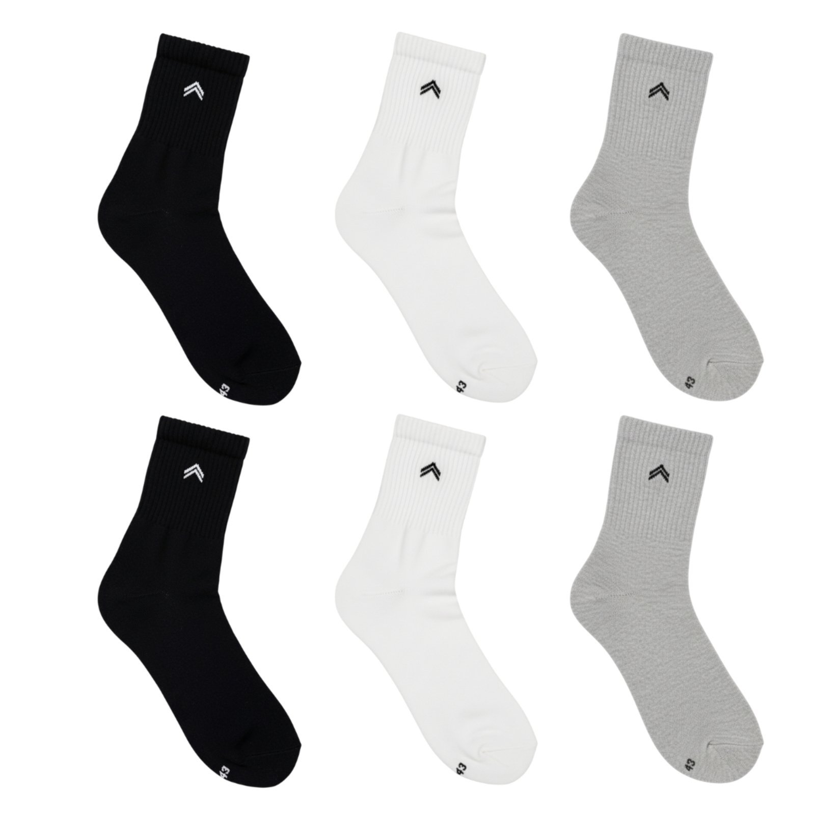 Vista 2 Kit 6 Pares de Meias Atoalhada Up Urban Casual Cano Médio Unissex QLC SPORT branco/cinza/preto QLC SPORT branco/cinza/preto