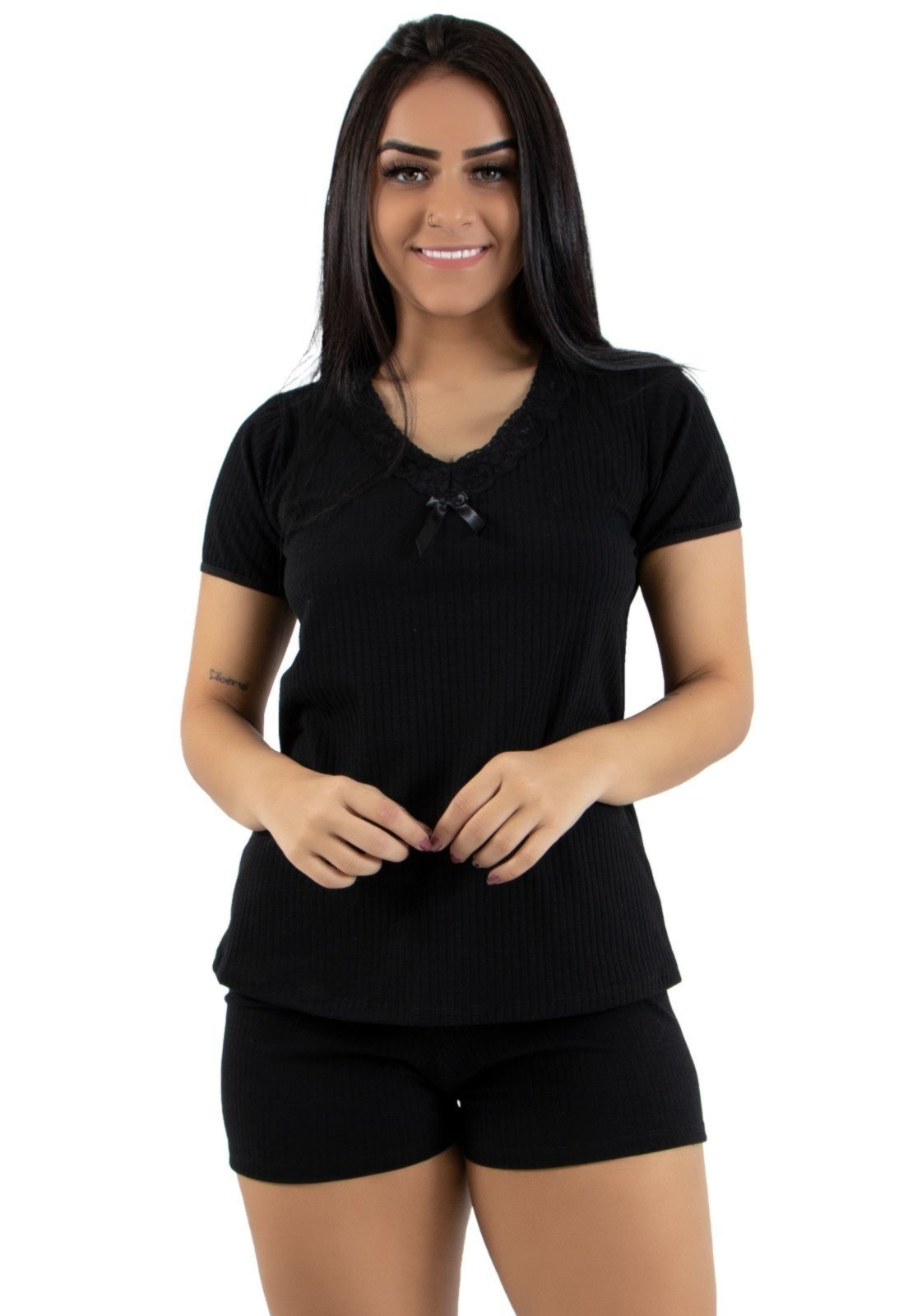 Baby Doll Linha Noite Preto
