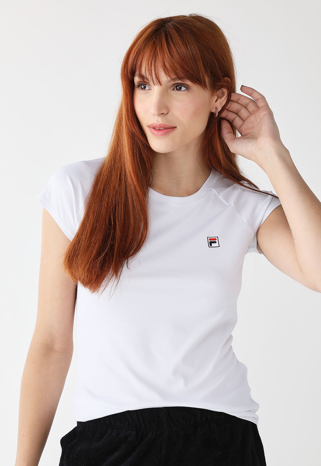 Vista 2 Camiseta Fila Reta Tennis Basic Branca branco Fila branco