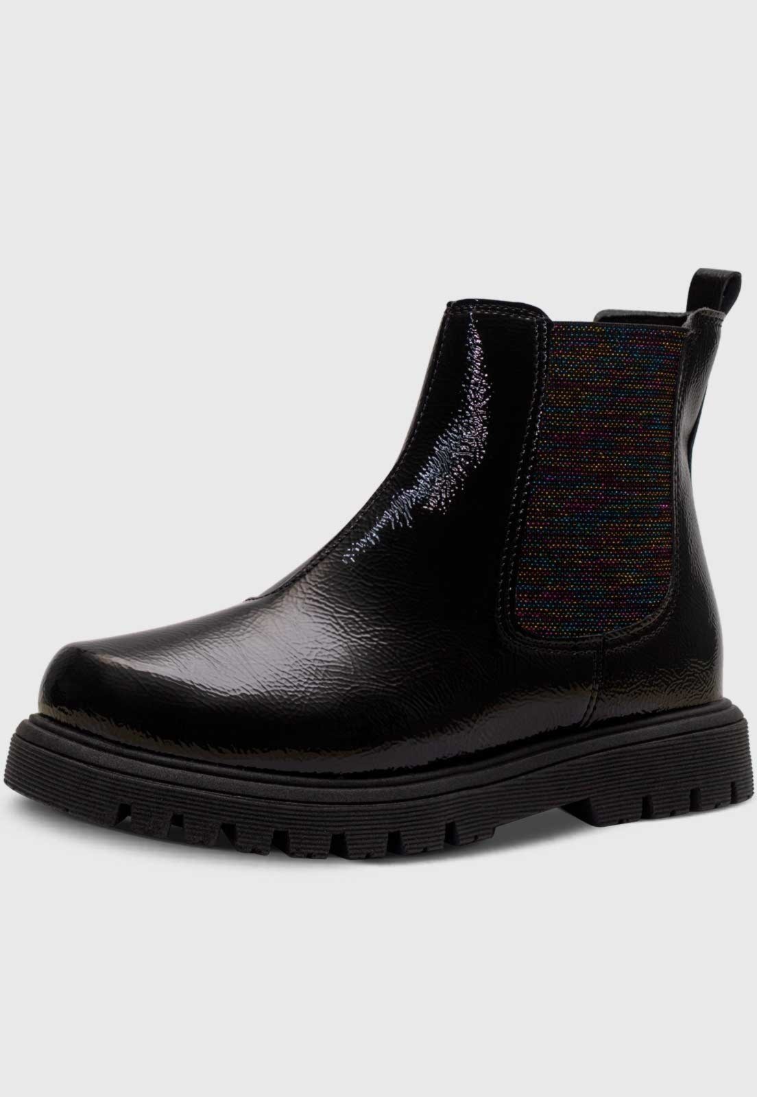 Infantil – Bota Chelsea Feminina Cano Curto Pópidi Tratorada Preto