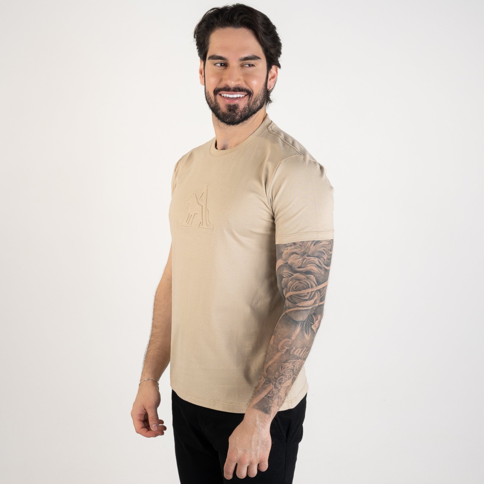 Vista 3 Camiseta Acostamento Wolf Central bege Acostamento bege