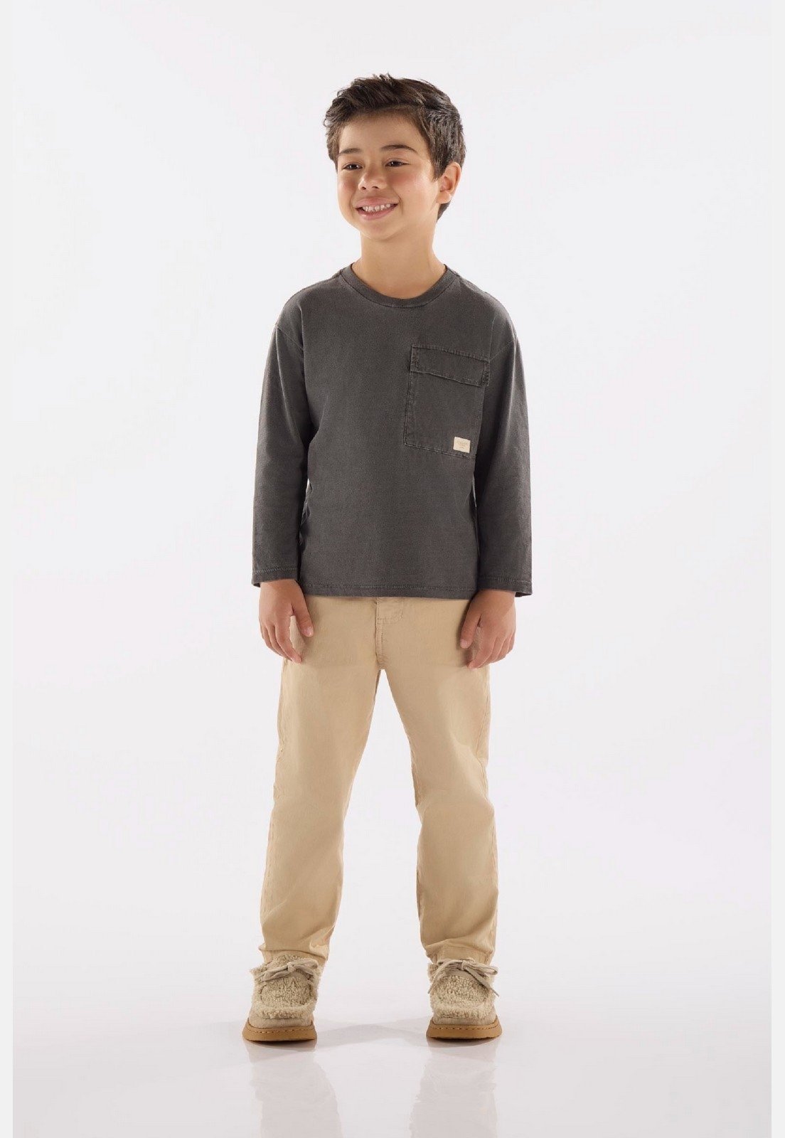 Vista 2 Infantil - Camiseta Masculina em Meia Malha Up Baby cinza Up Baby cinza
