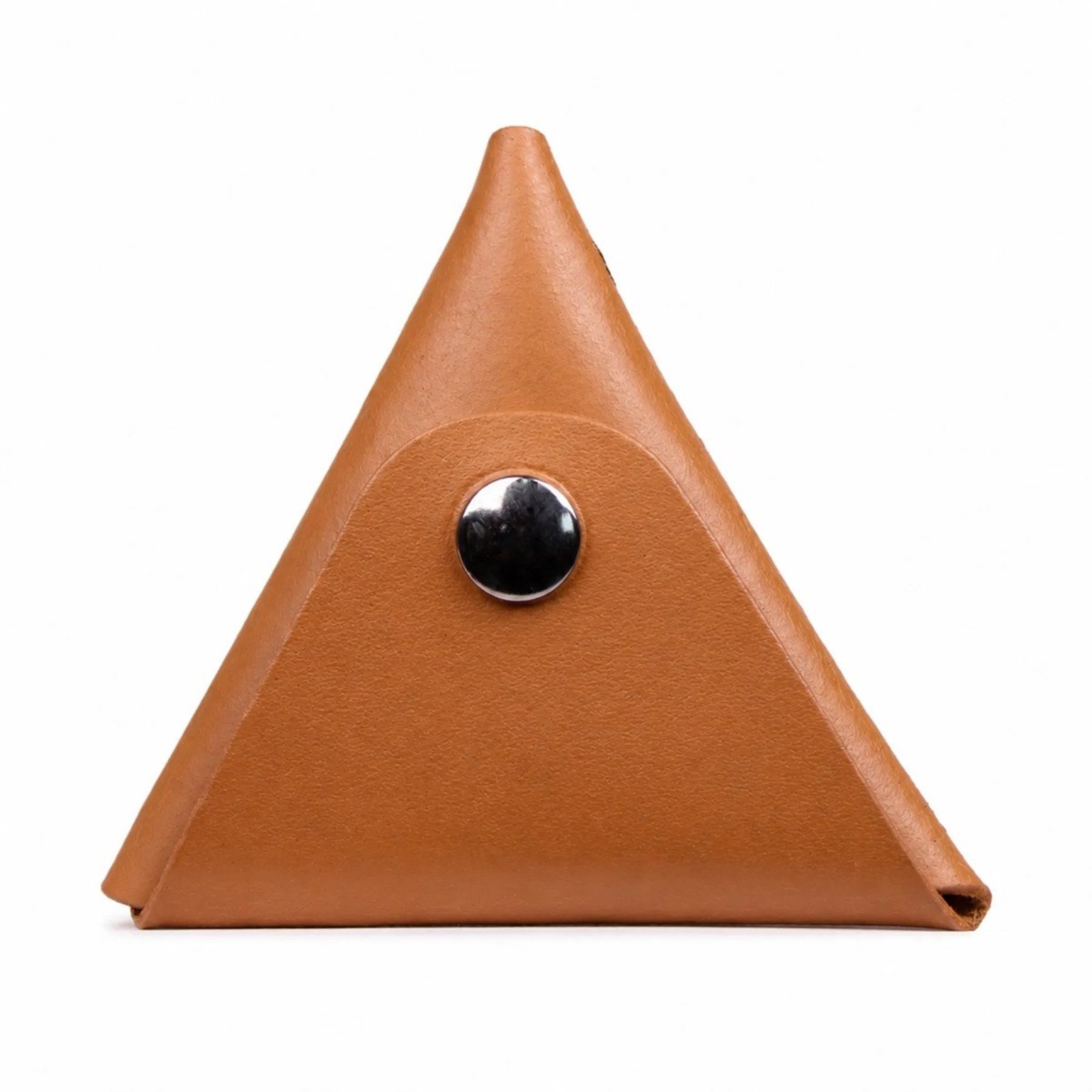 Porta Moedas Triangular em Couro com Botão Artlux 472 Caramelo