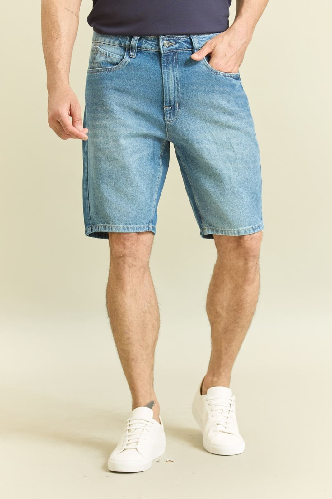 Bermuda Jeans Masculina Slim com Elastano Five Pockets Dialogo