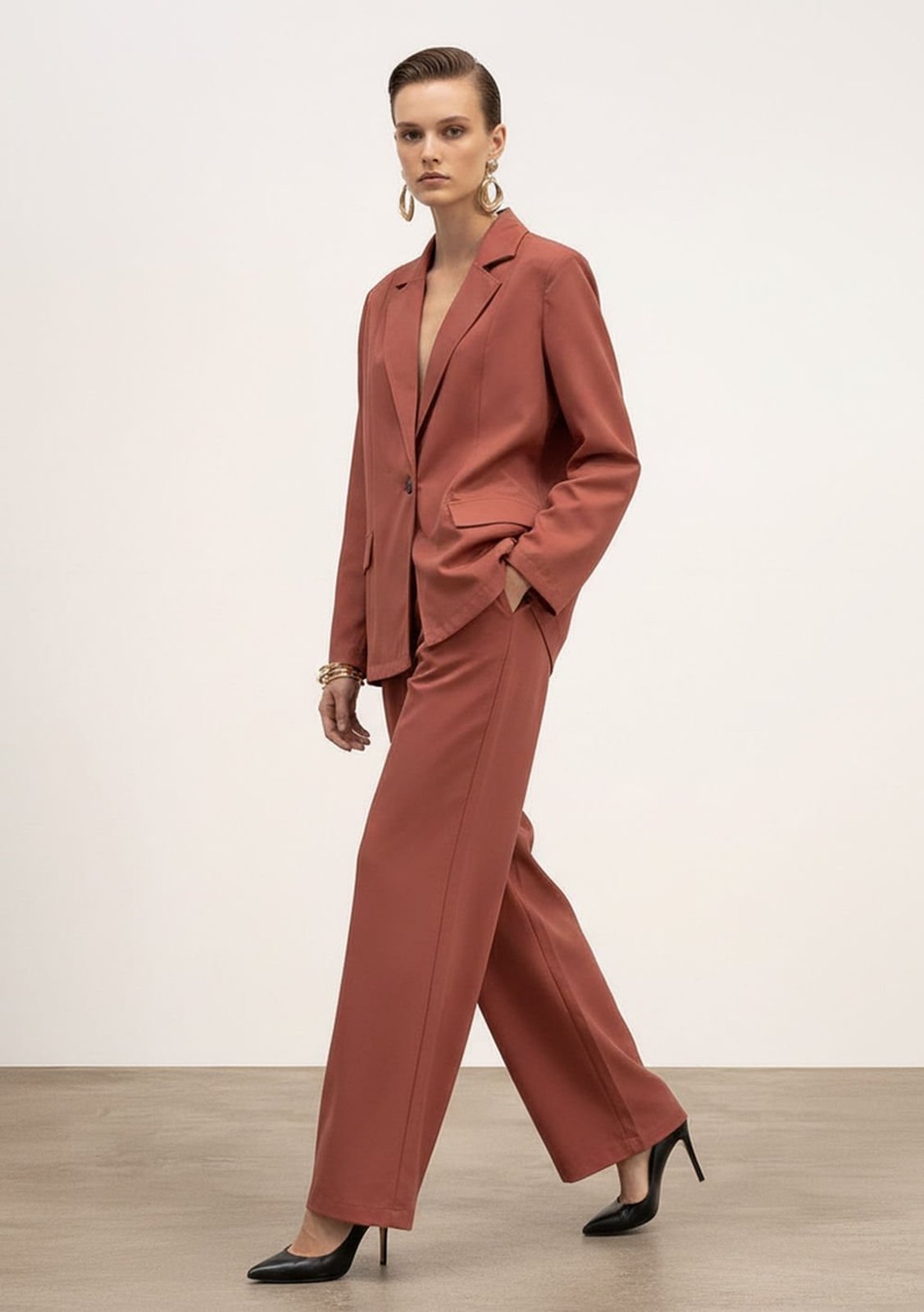 Vista 2 Blazer Iódice Solto Manga Longa Padrão rosa IÓDICE rosa