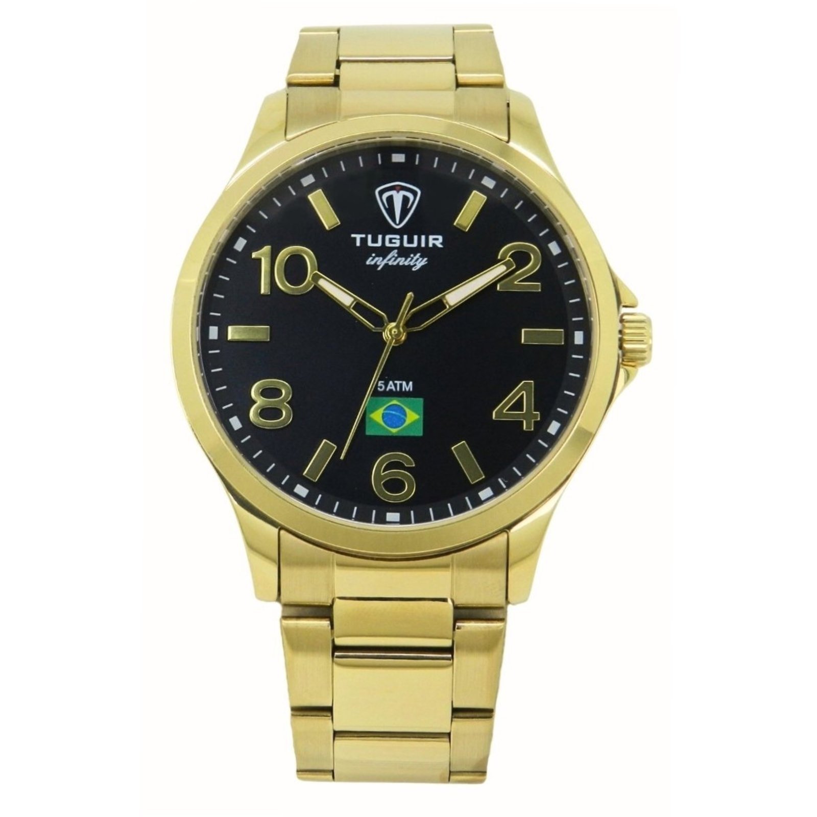 Relógio Masculino de Aço Tuguir Analógico Infinity TGI37230 Dourado e Preto
