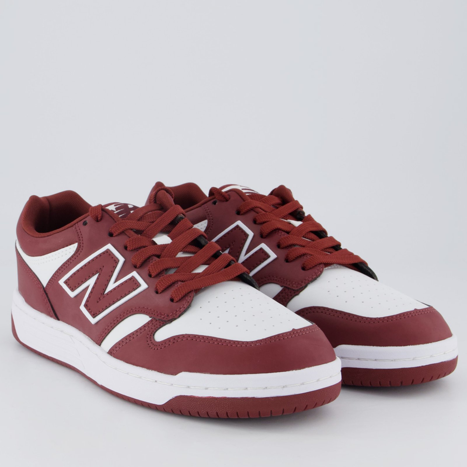 Vista 3 Tênis New Balance 480 Low Vinho e Branco vermelho New Balance vermelho