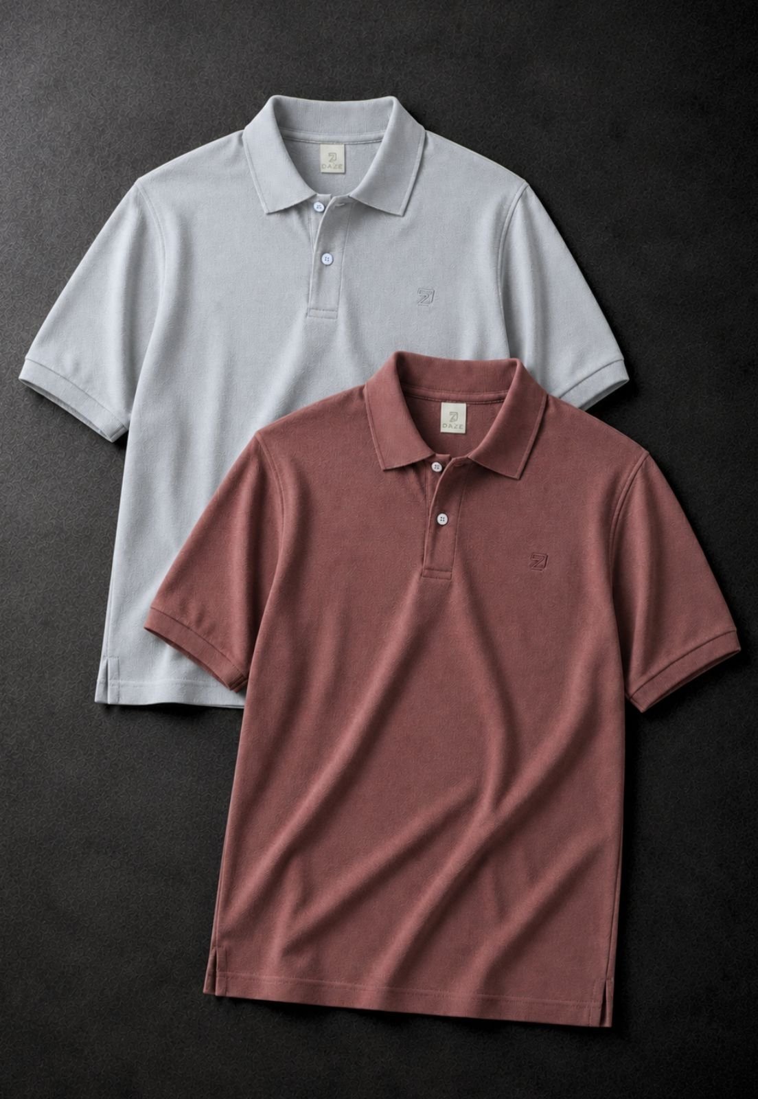 Kit 2 Polo Masculina Camisa Algodão Piquet Daze Modas Cinza e Marrom
