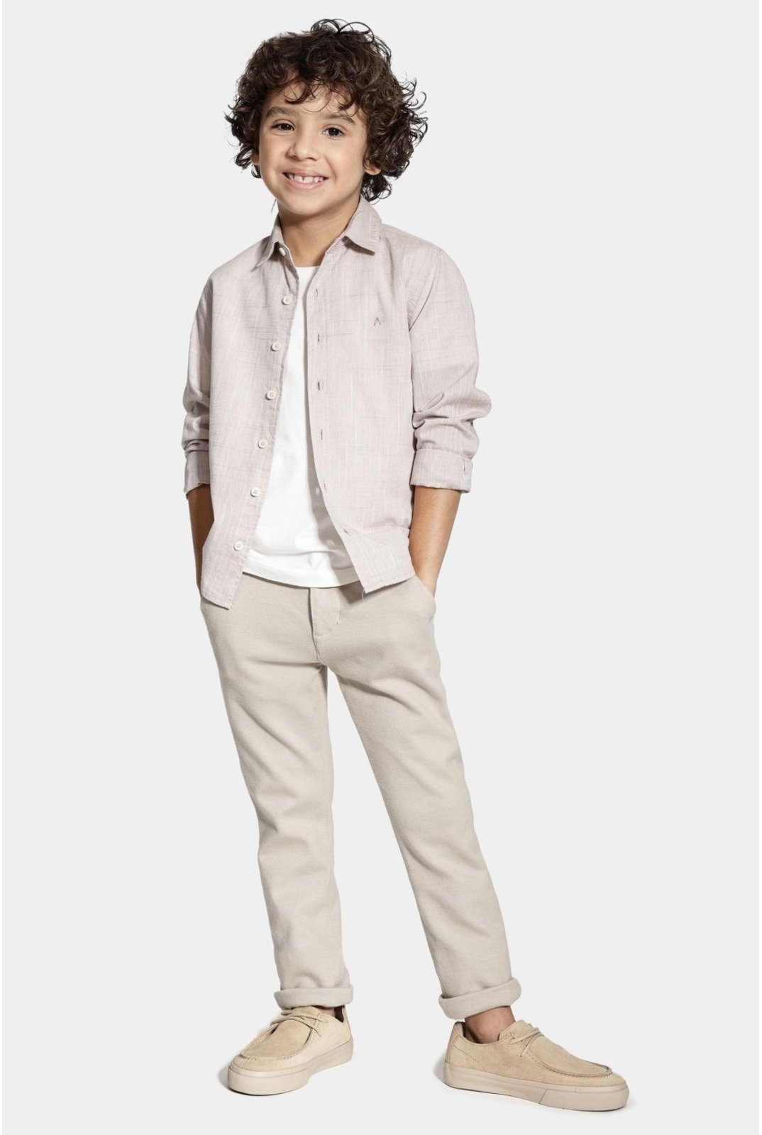 Vista 3 Infantil - Camisa Aramis Slim flamê Bosco Manga Longa Move Caqui bege caqui Aramis bege caqui