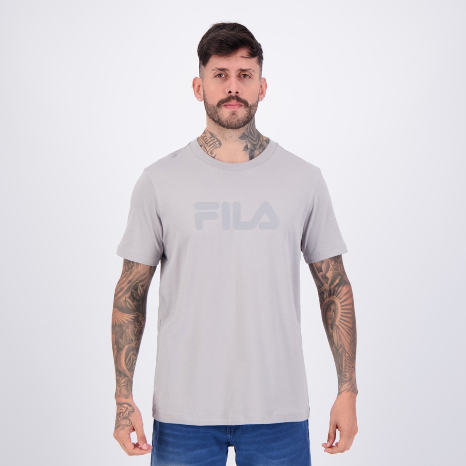 Vista 2 Camiseta Fila Regular Letter Premium IV cinza Fila cinza