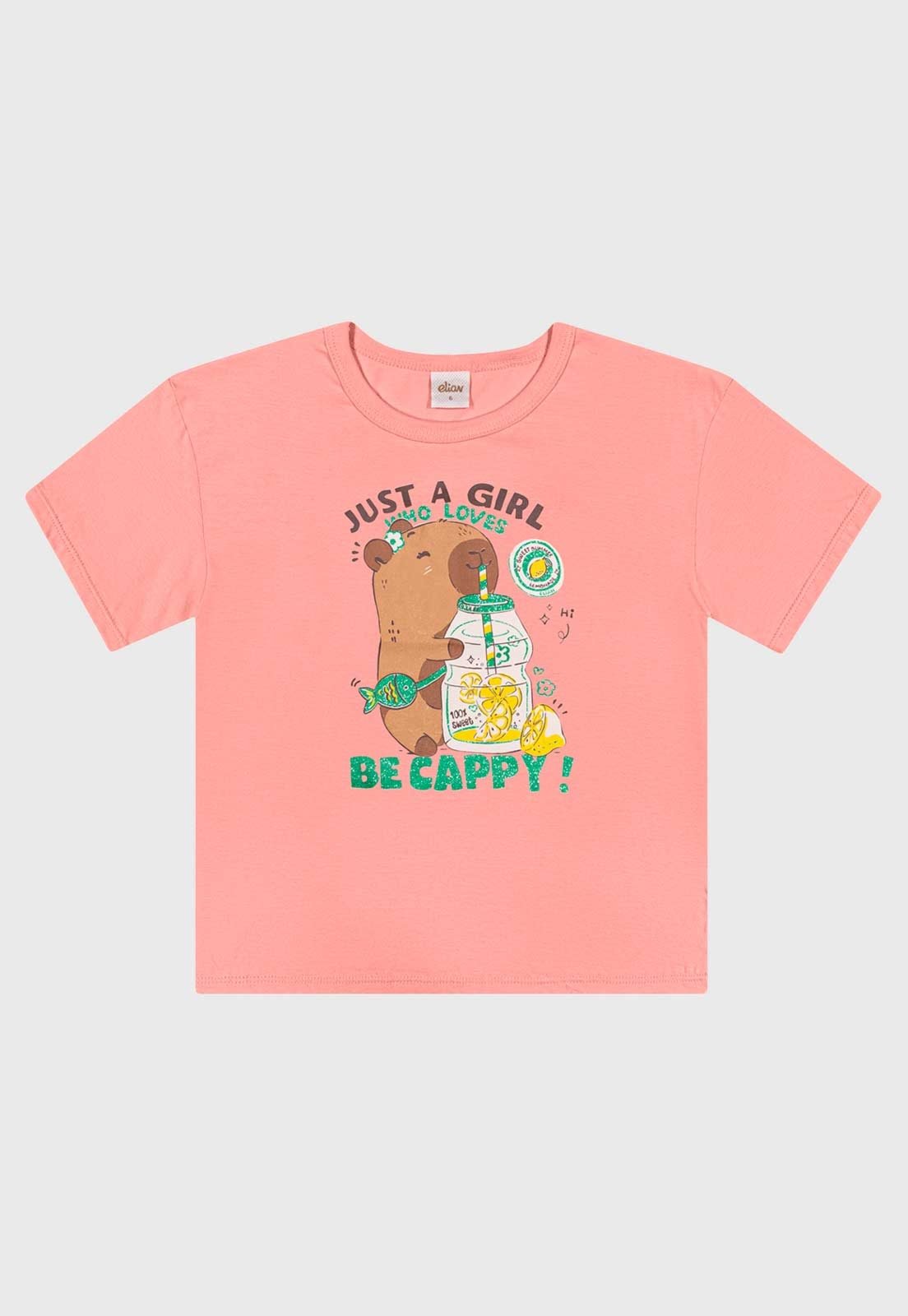 Infantil - Camiseta Elian Estampa Urso Rosa