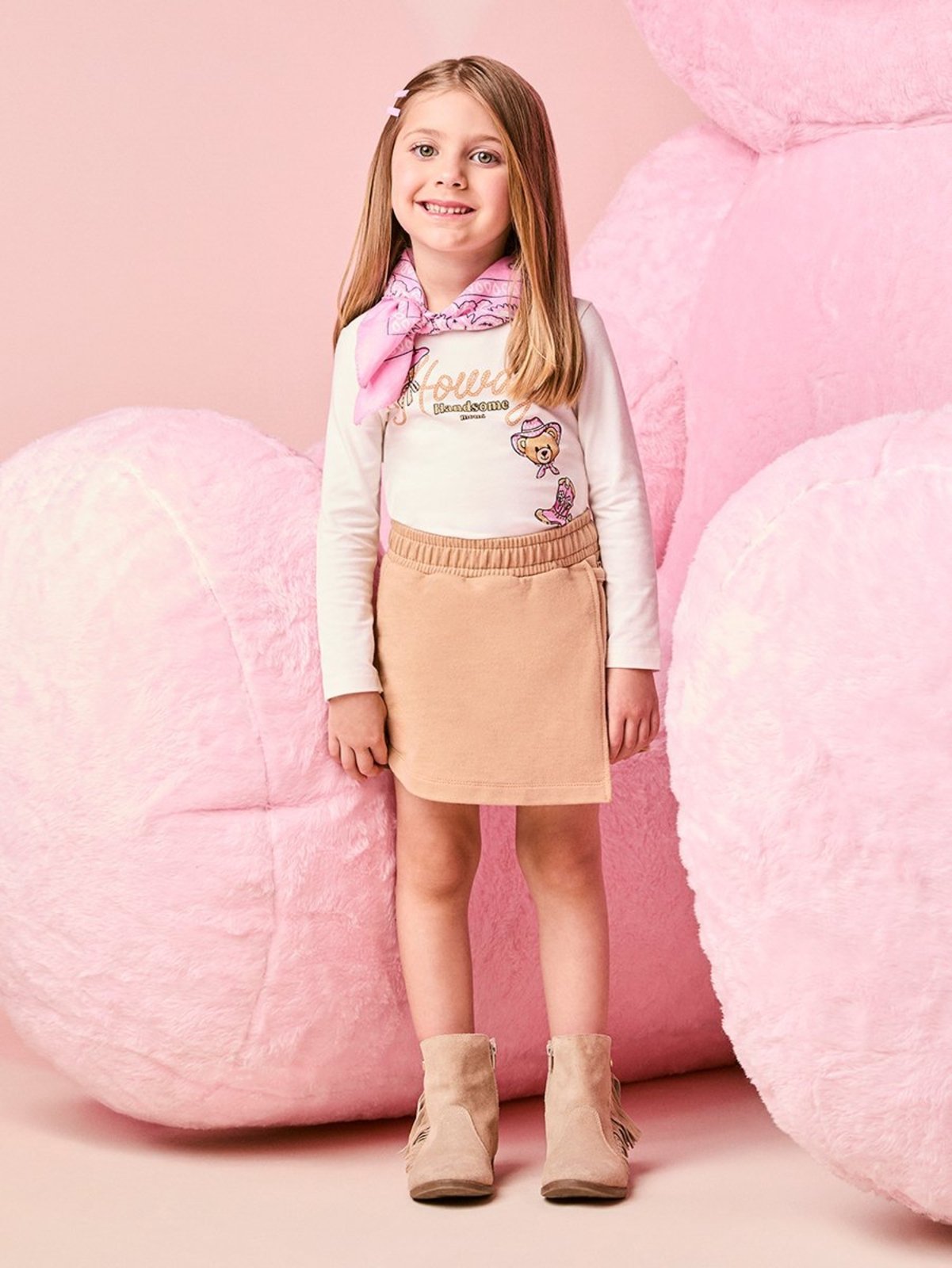 Infantil - Conjunto Menina Manga Longa de Ursinha Cowgirl