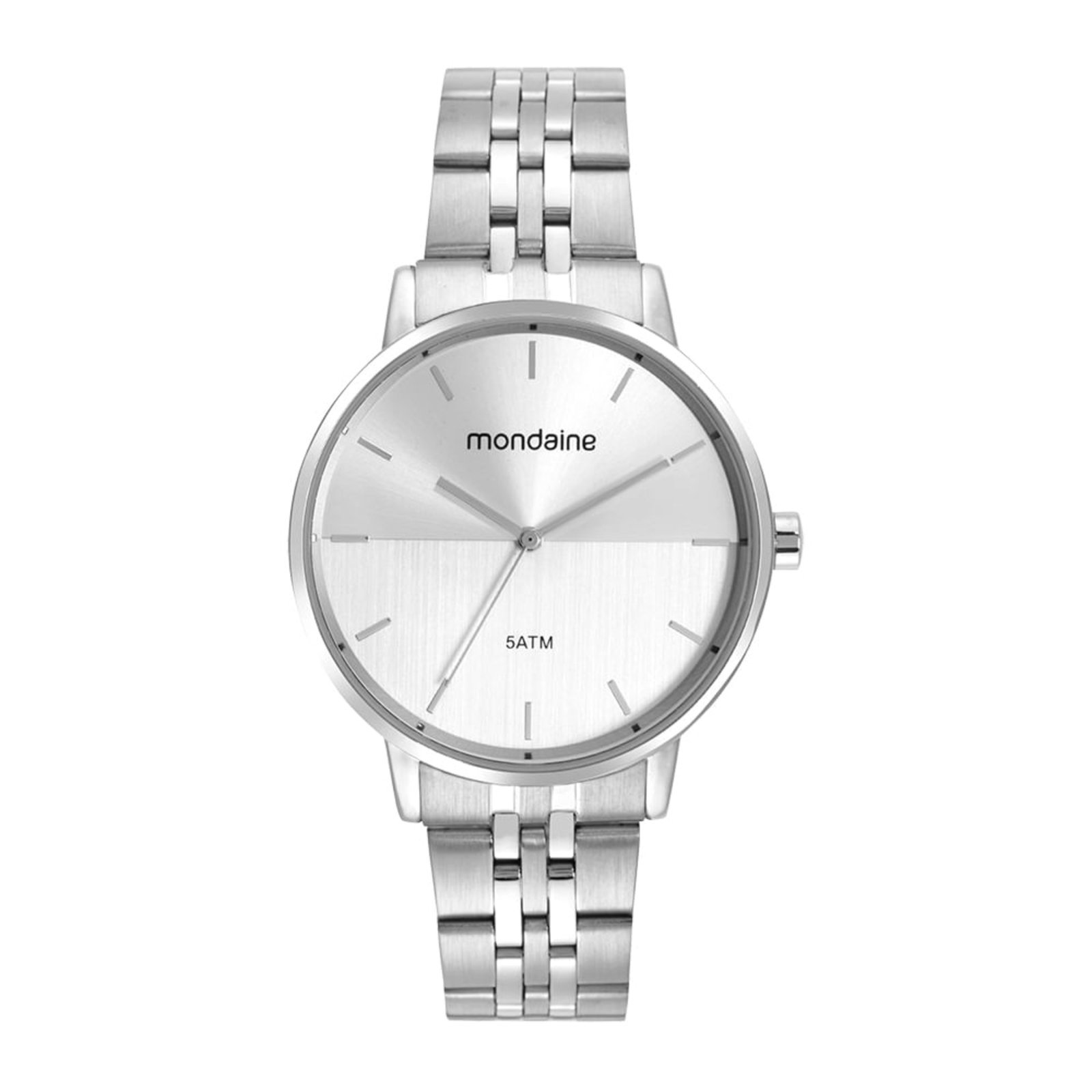 Relógio Feminino Mostrador Dupla textura Prata Mondaine