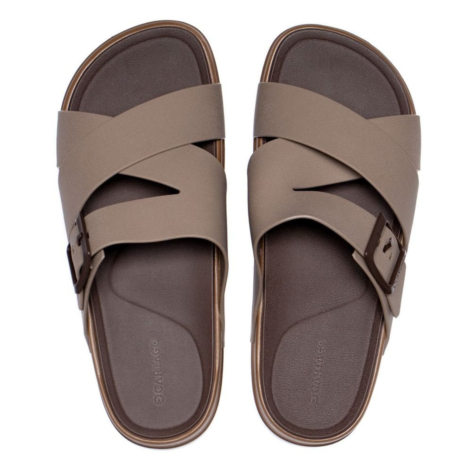 Infantil - Chinelo Slide Masculino Cartago Roma Fivela Marrom Claro