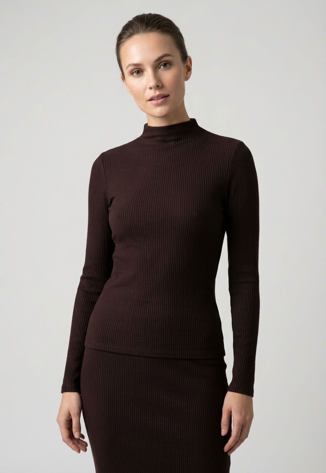 Vista 2 Blusa Feminino Lez a Lez Malha Canelado Sevilha marrom Lez a Lez marrom