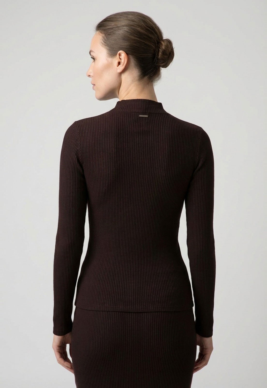 Vista 3 Blusa Feminino Lez a Lez Malha Canelado Sevilha marrom Lez a Lez marrom