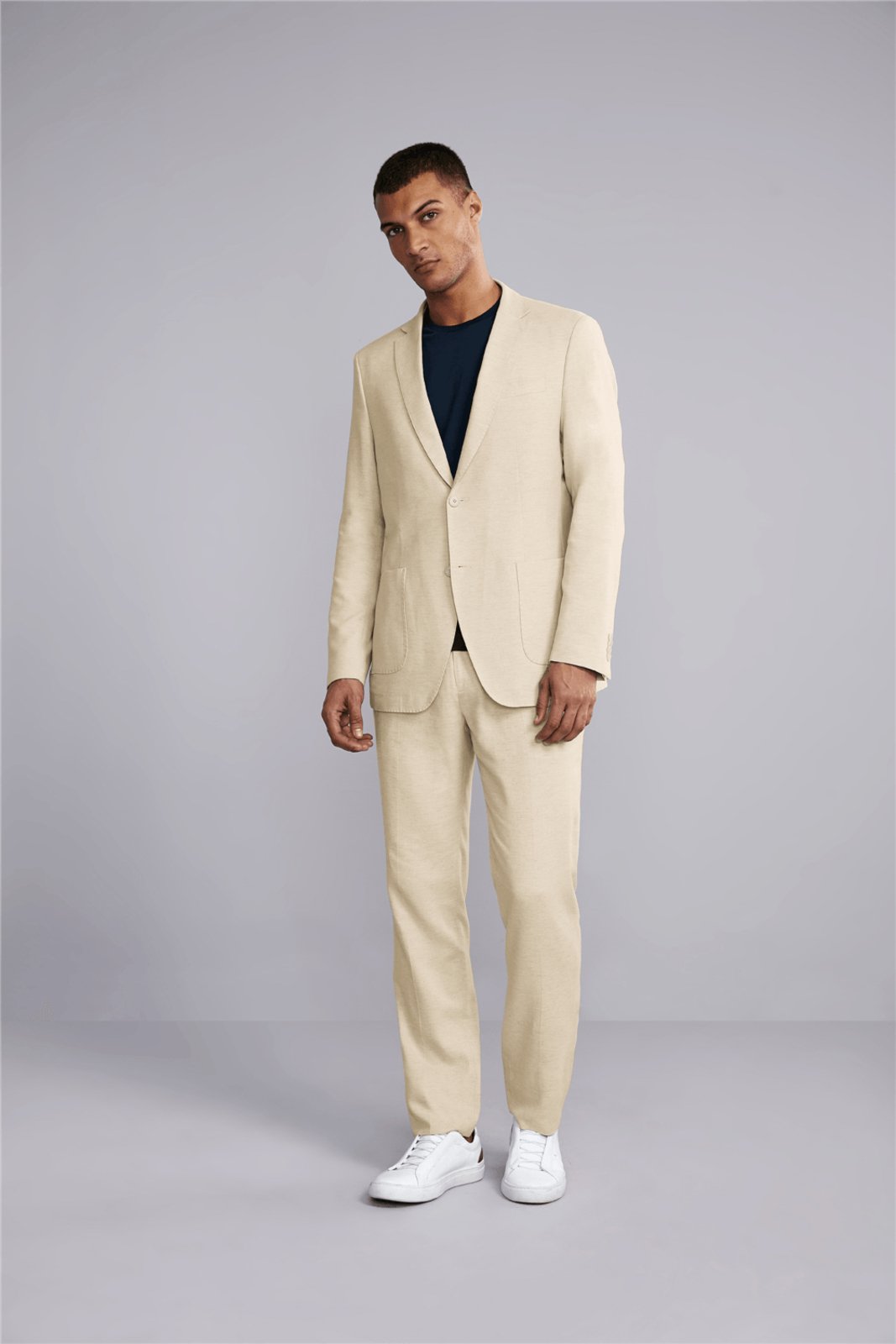 Vista 3 HIGHSTIL Blazer Alfaiataria Liso Linen Blend Slim Fit Areia bege HIGHSTIL bege