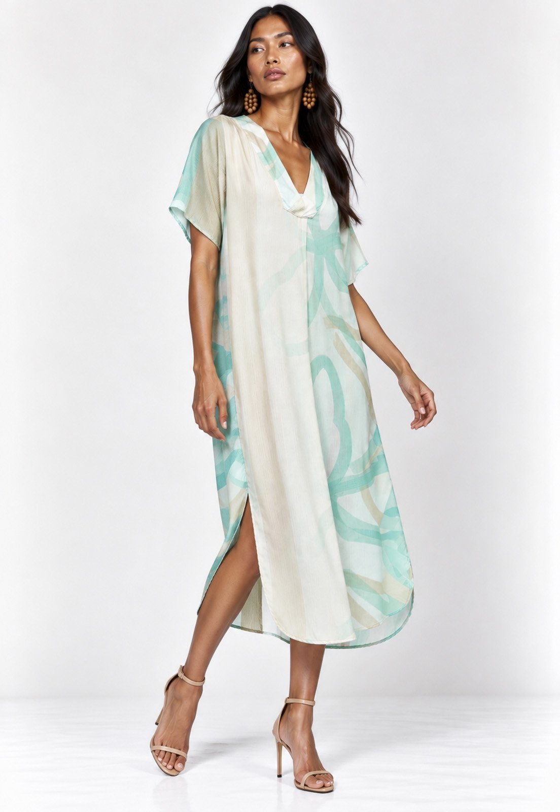 Vestido Amazonia Vital Midi Maicá Viscose Estampa Águas de Anavilhanas
