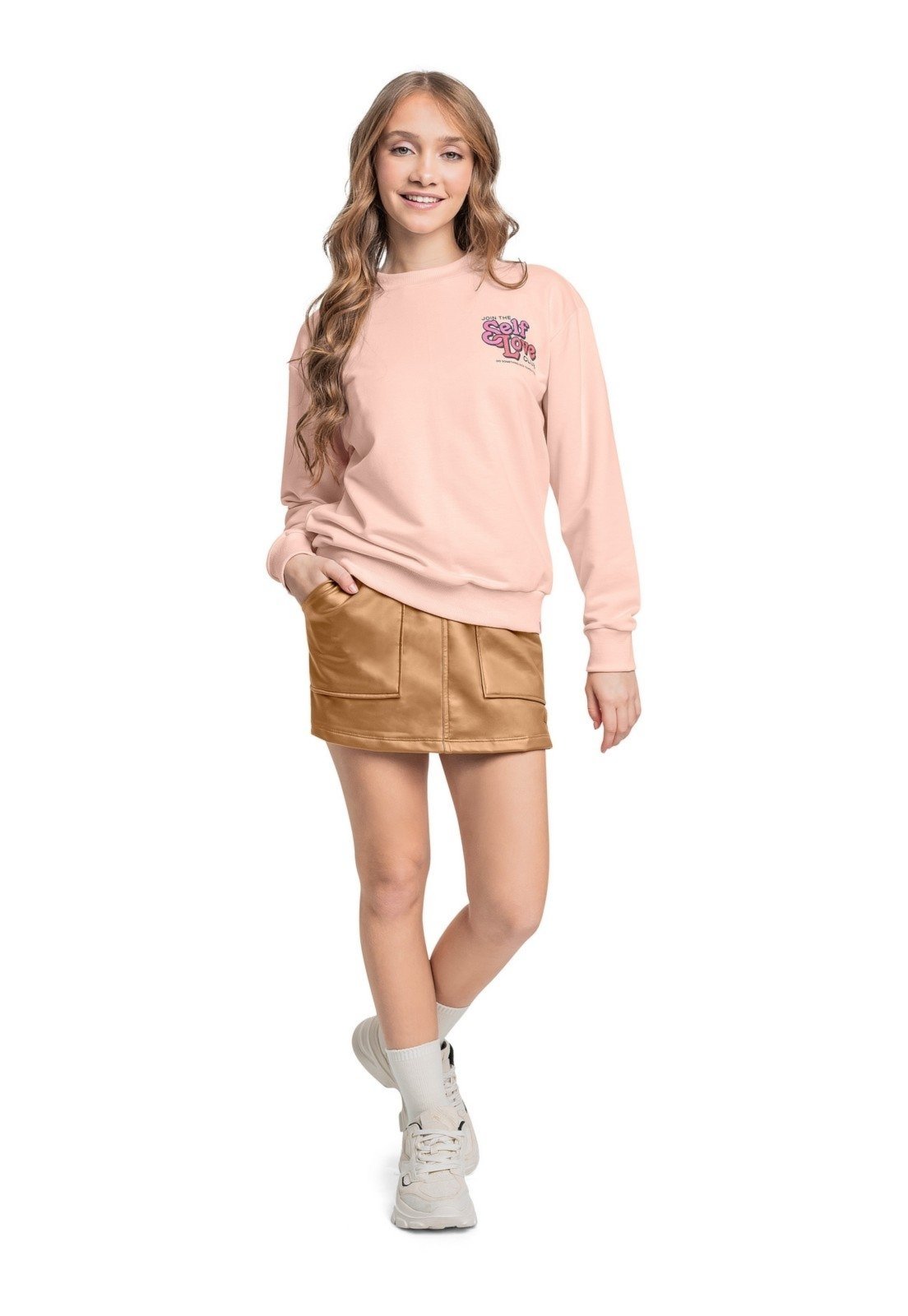 Infantil - Blusão Juvenil em Moletom Gloss Rosa