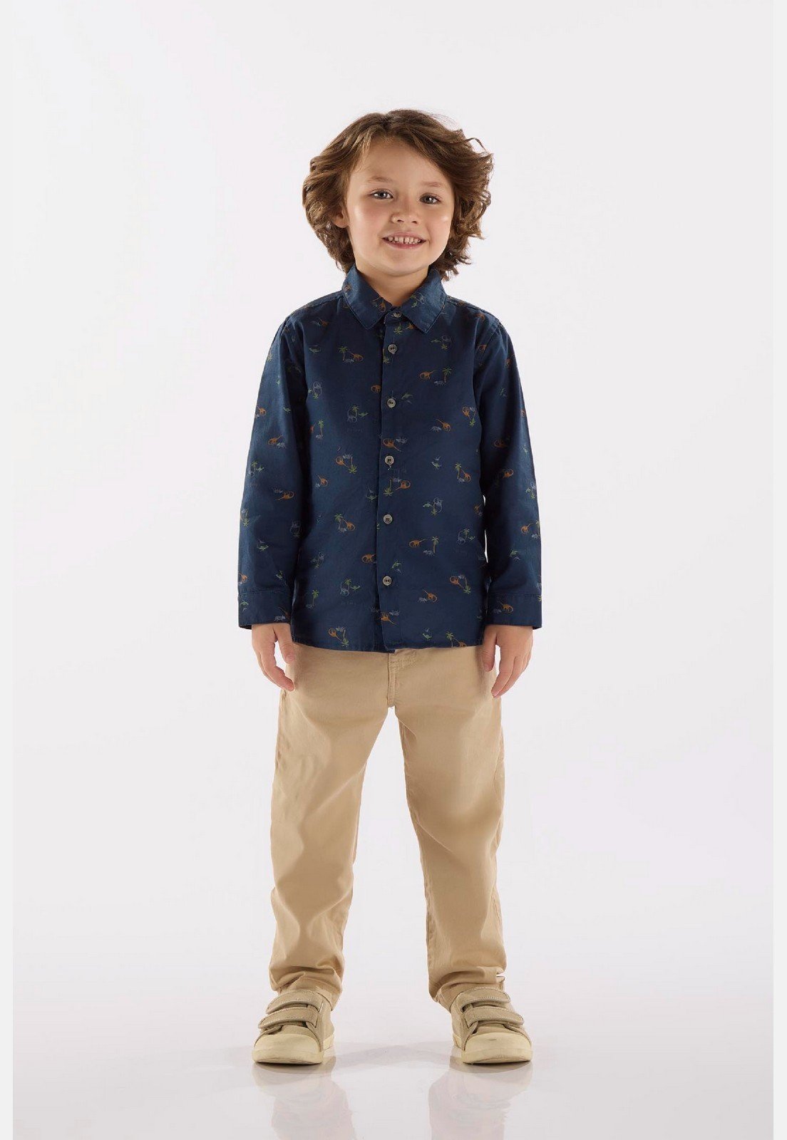 Infantil - Camisa para Menino em Sarja Up Baby Azul Marinho