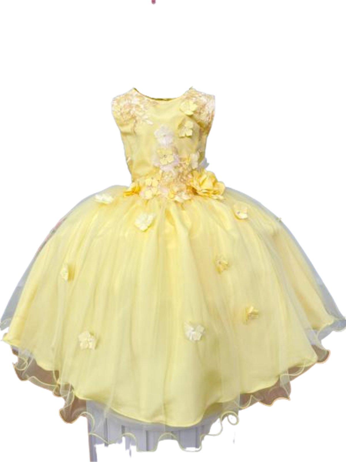 Infantil - Vestido Menina Juvenil Festa Amarelo Formatura Casamento Dama Daminha Florista Aniversário Luxo Flores Renda Rodado Social Juvenil