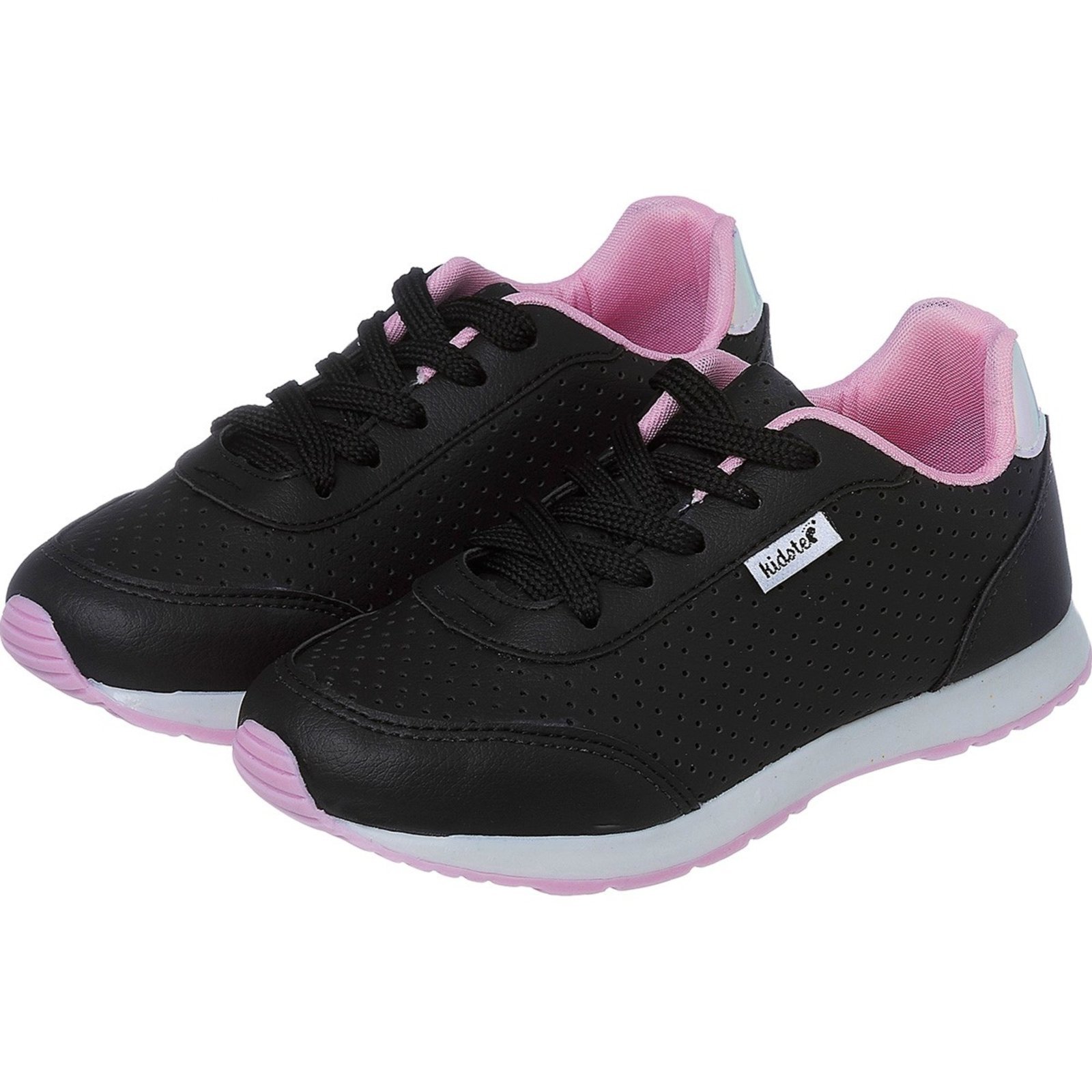 Infantil - Tênis Jogging tep Preto Com Rosa