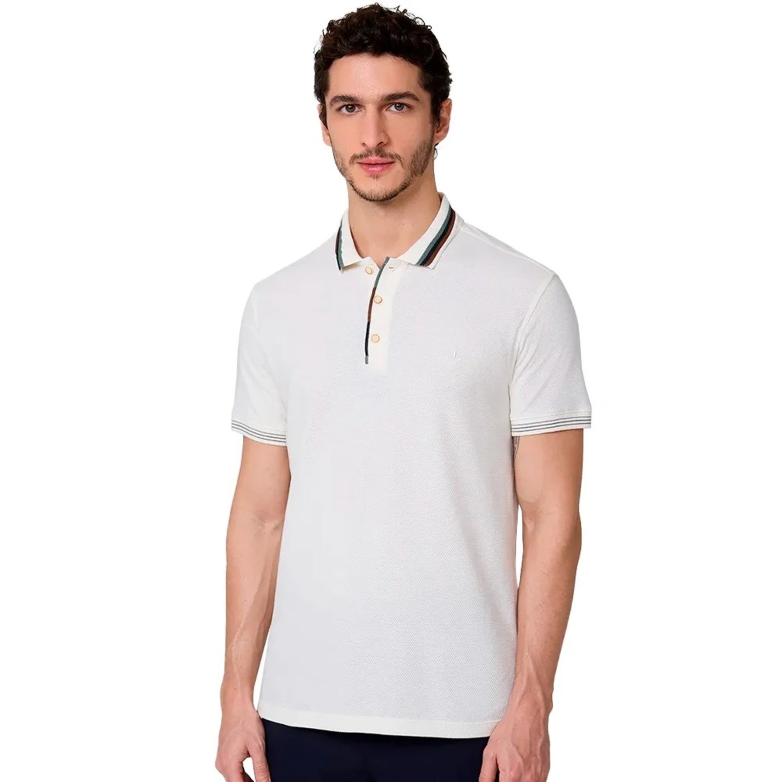 Camisa Polo Dudalina Colmeia Pr27 Off White Masculino