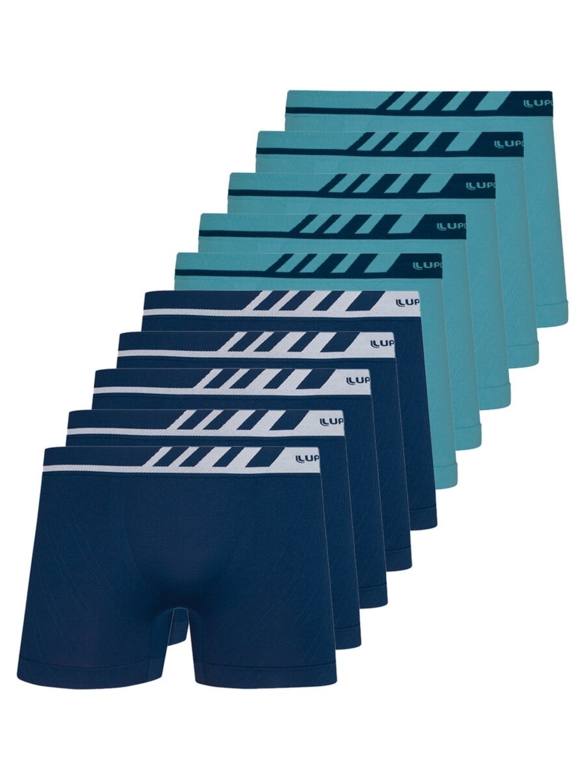 Kit com 10 Cuecas Boxer Lupo 671-002 Azul Marinho
