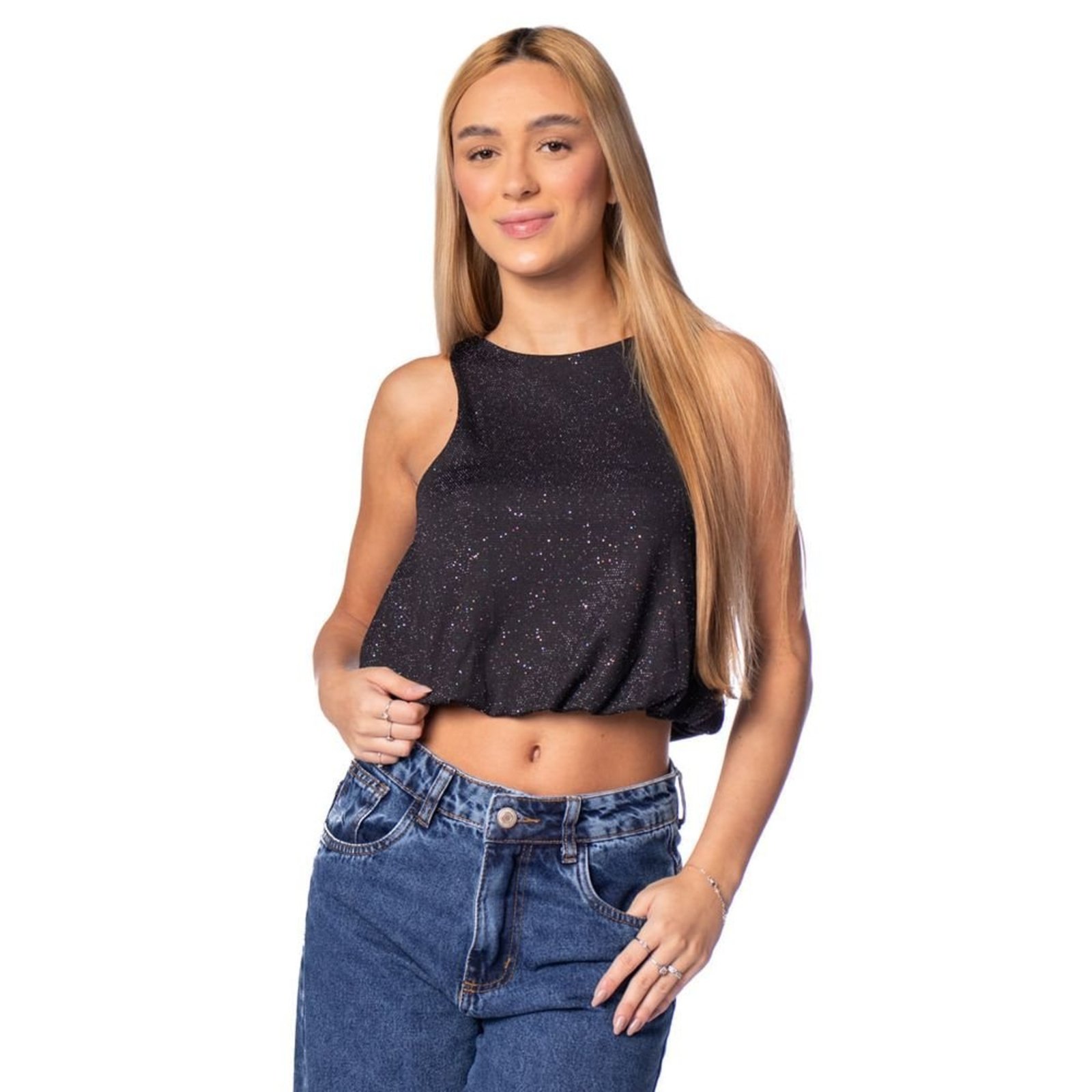 Regata Feminina Endless Balonê Malha Star Preto